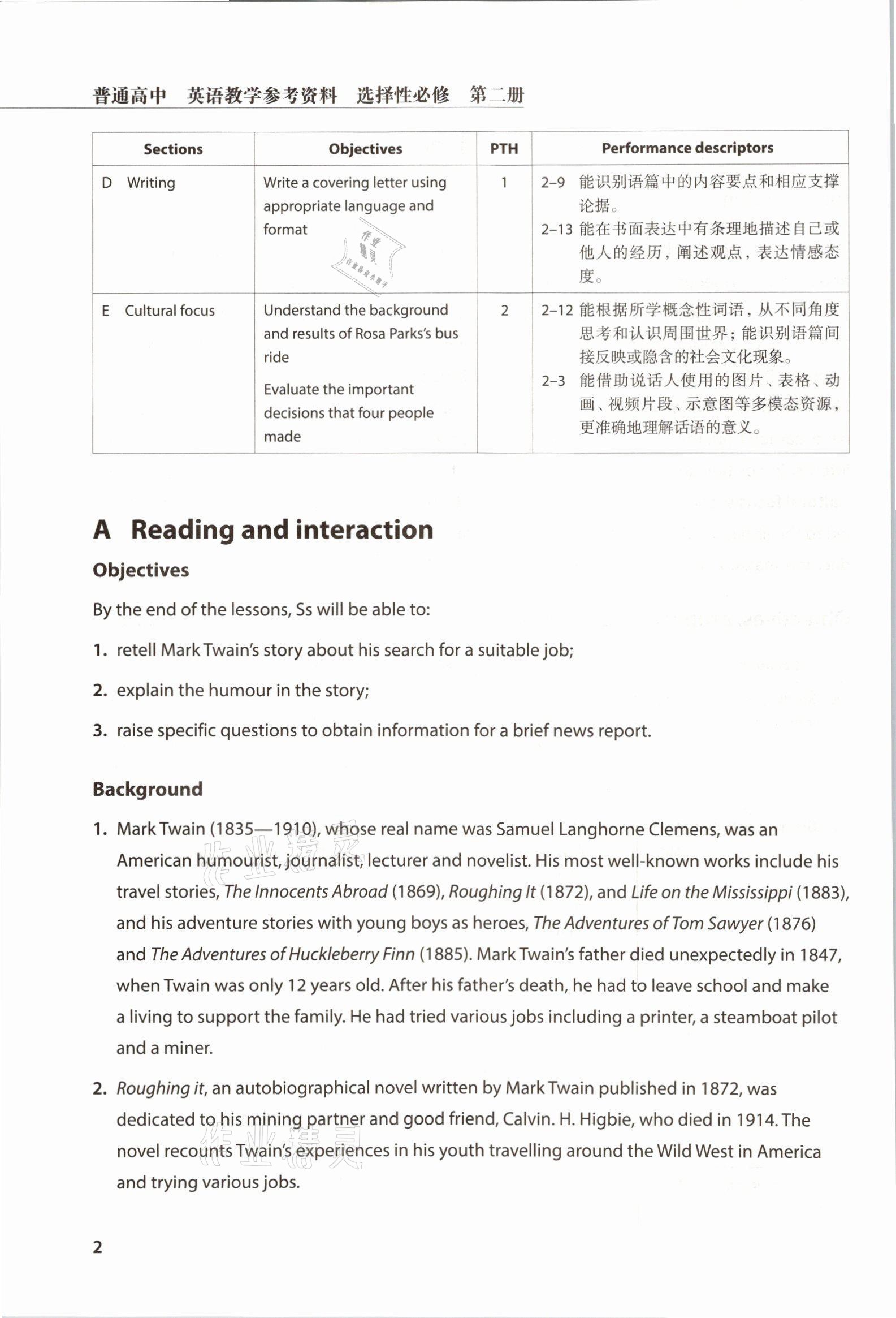 2021年教材課本高中英語選擇性必修第二冊(cè)滬教版 參考答案第2頁