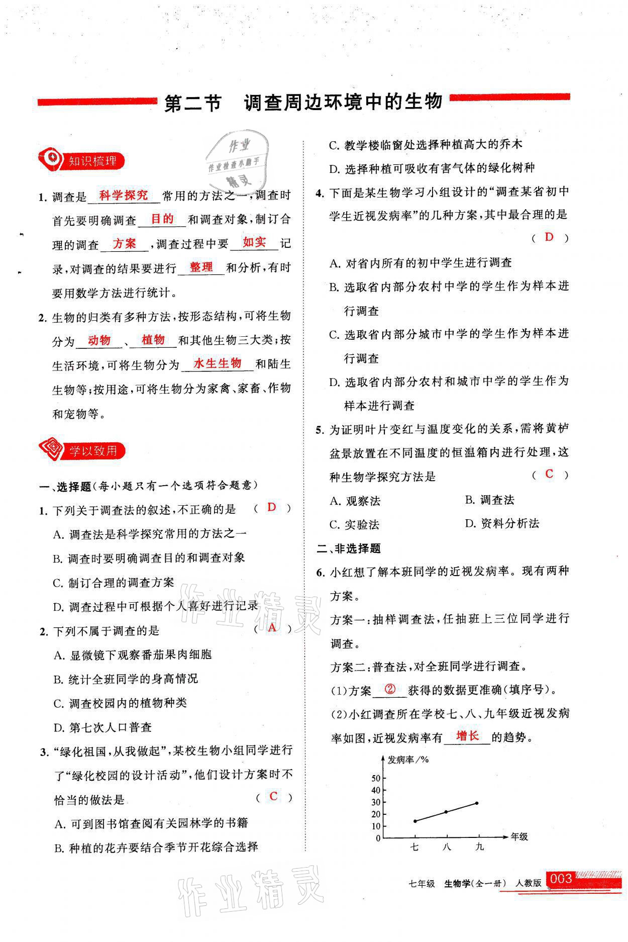 2021年學(xué)習(xí)之友七年級(jí)生物全一冊(cè)人教版 參考答案第3頁(yè)