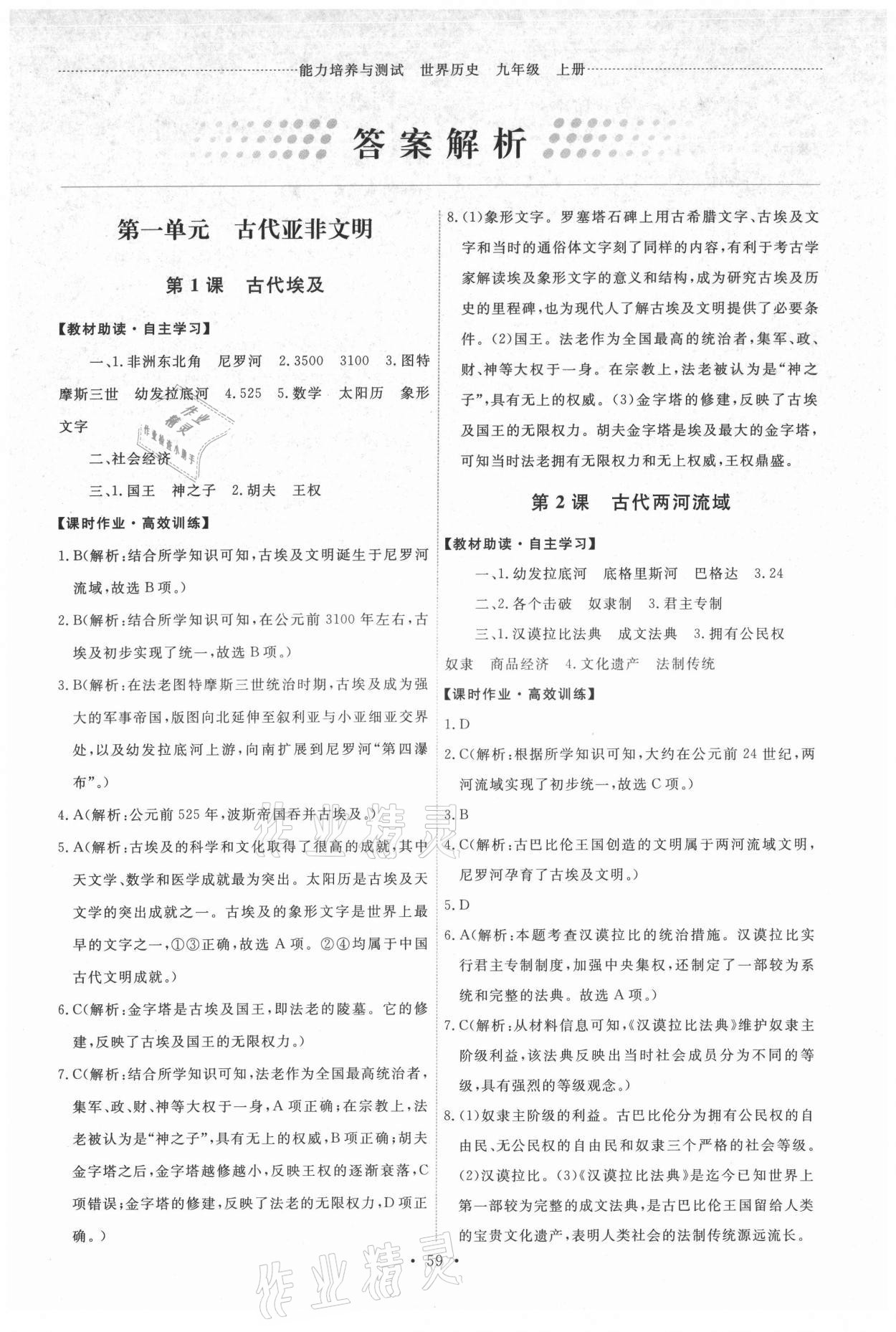 2021年能力培養(yǎng)與測(cè)試九年級(jí)世界歷史上冊(cè)人教版湖南專版 第1頁