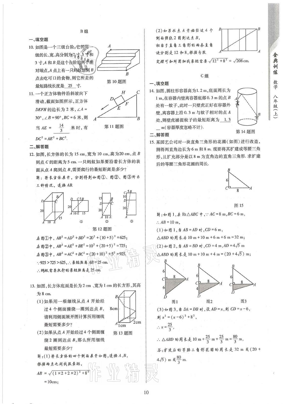 2021年金典訓(xùn)練八年級數(shù)學(xué)上冊北師大版 參考答案第10頁