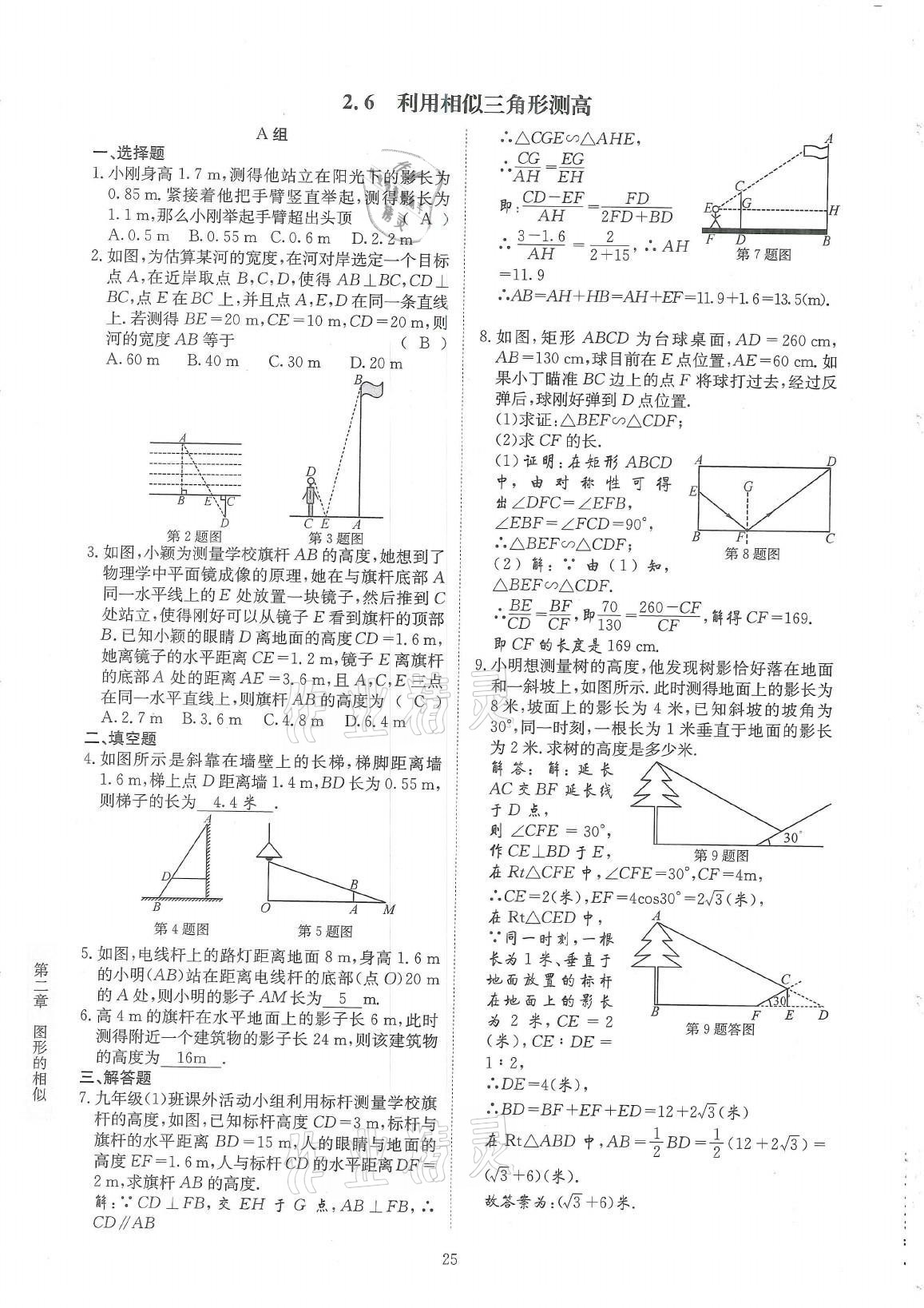 2021年金典训练九年级数学全一册北师大版 参考答案第25页