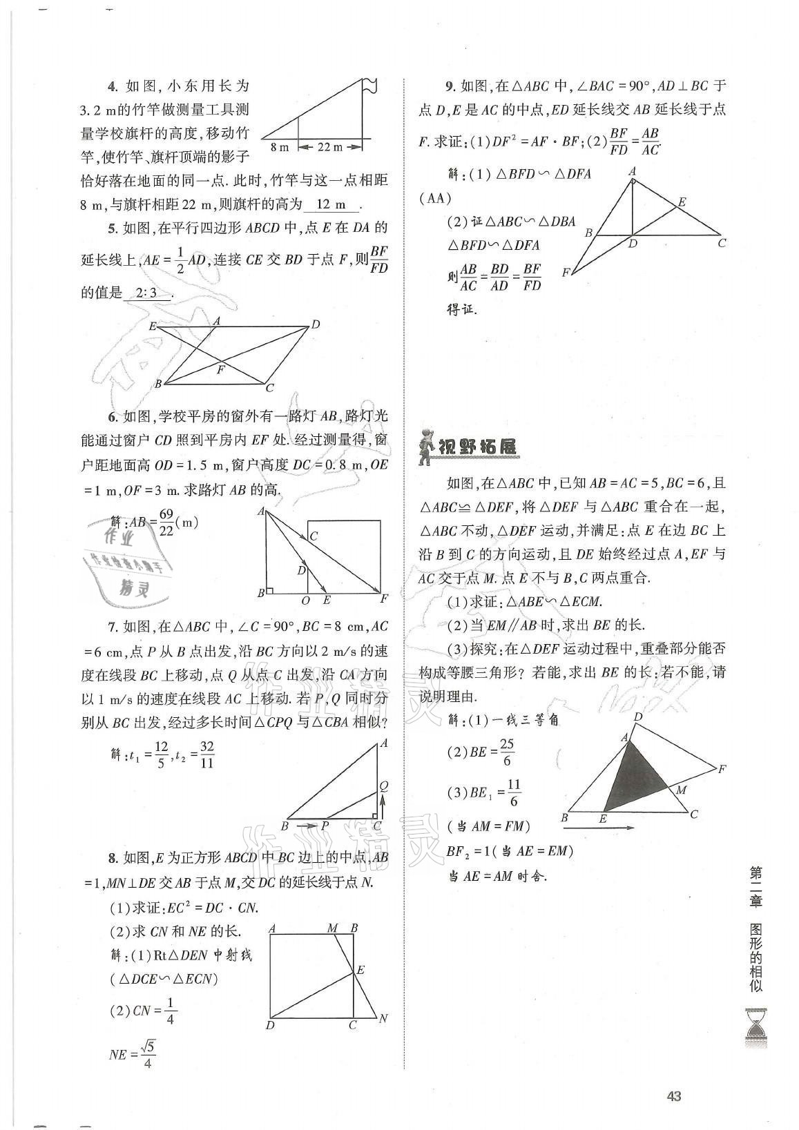 2021年育才金典九年级数学全一册北师大版 参考答案第43页