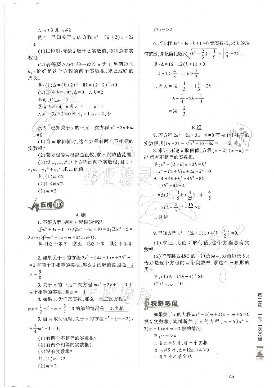 2021年育才金典九年级数学全一册北师大版 参考答案第45页