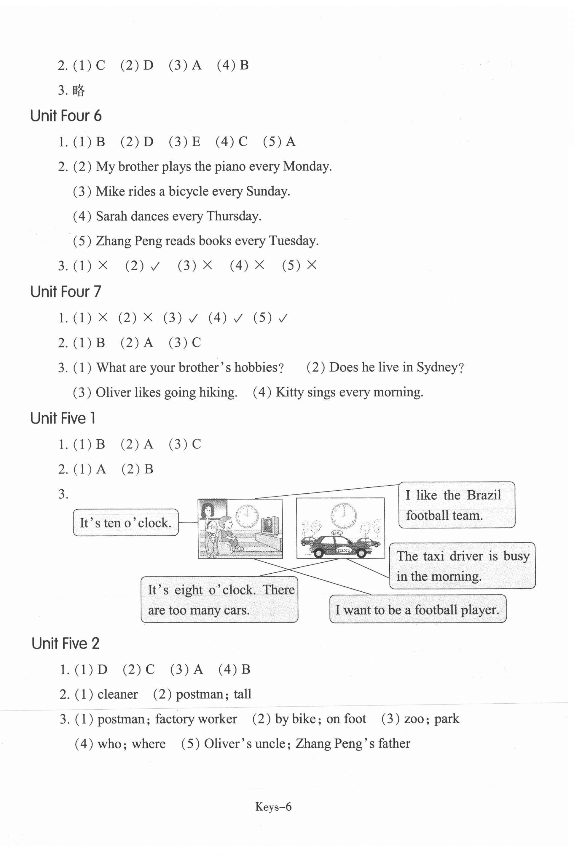 2021年每課一練浙江少年兒童出版社六年級英語上冊人教版 參考答案第6頁