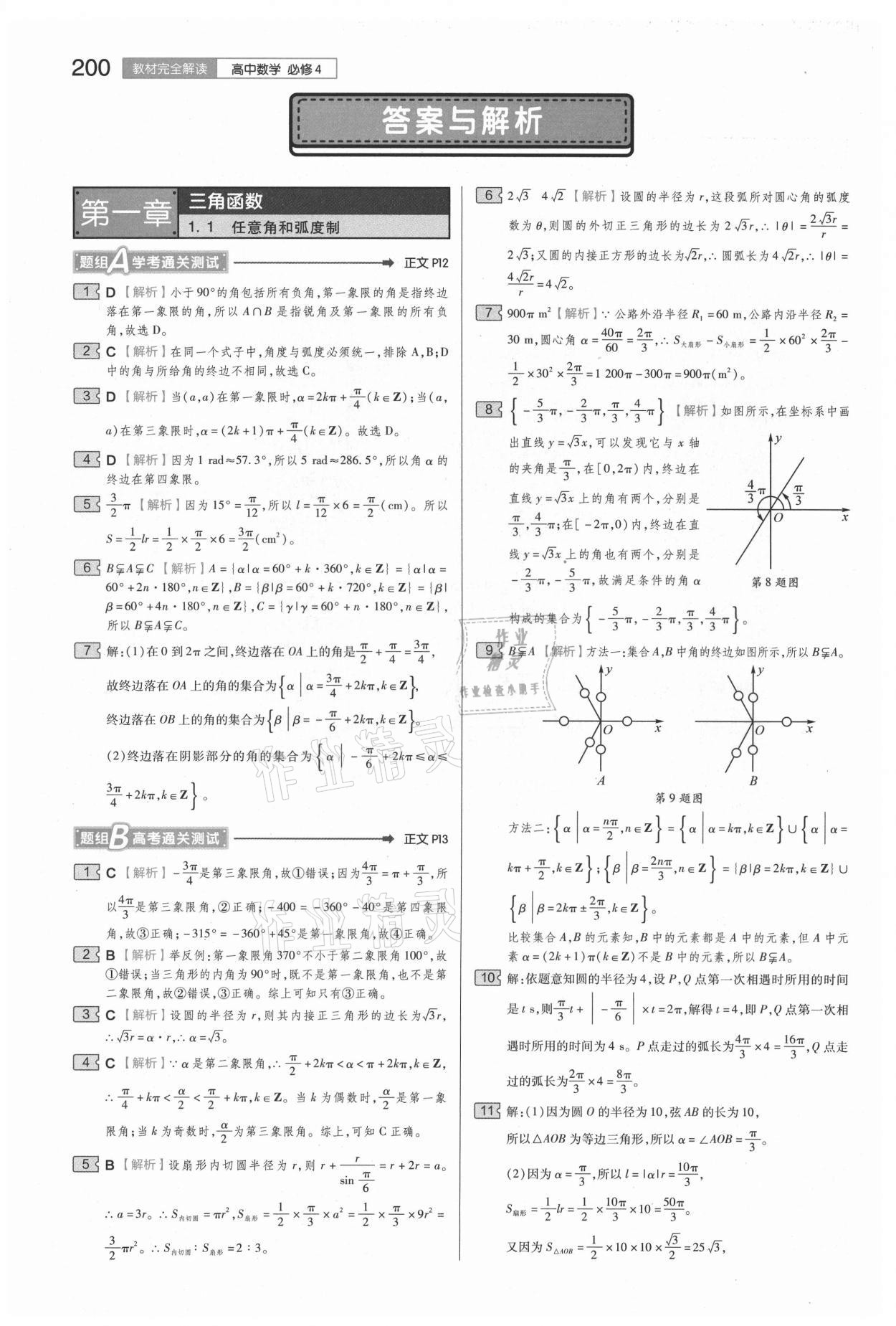 2021年教材完全解讀高中數(shù)學(xué)必修4人教版 參考答案第1頁