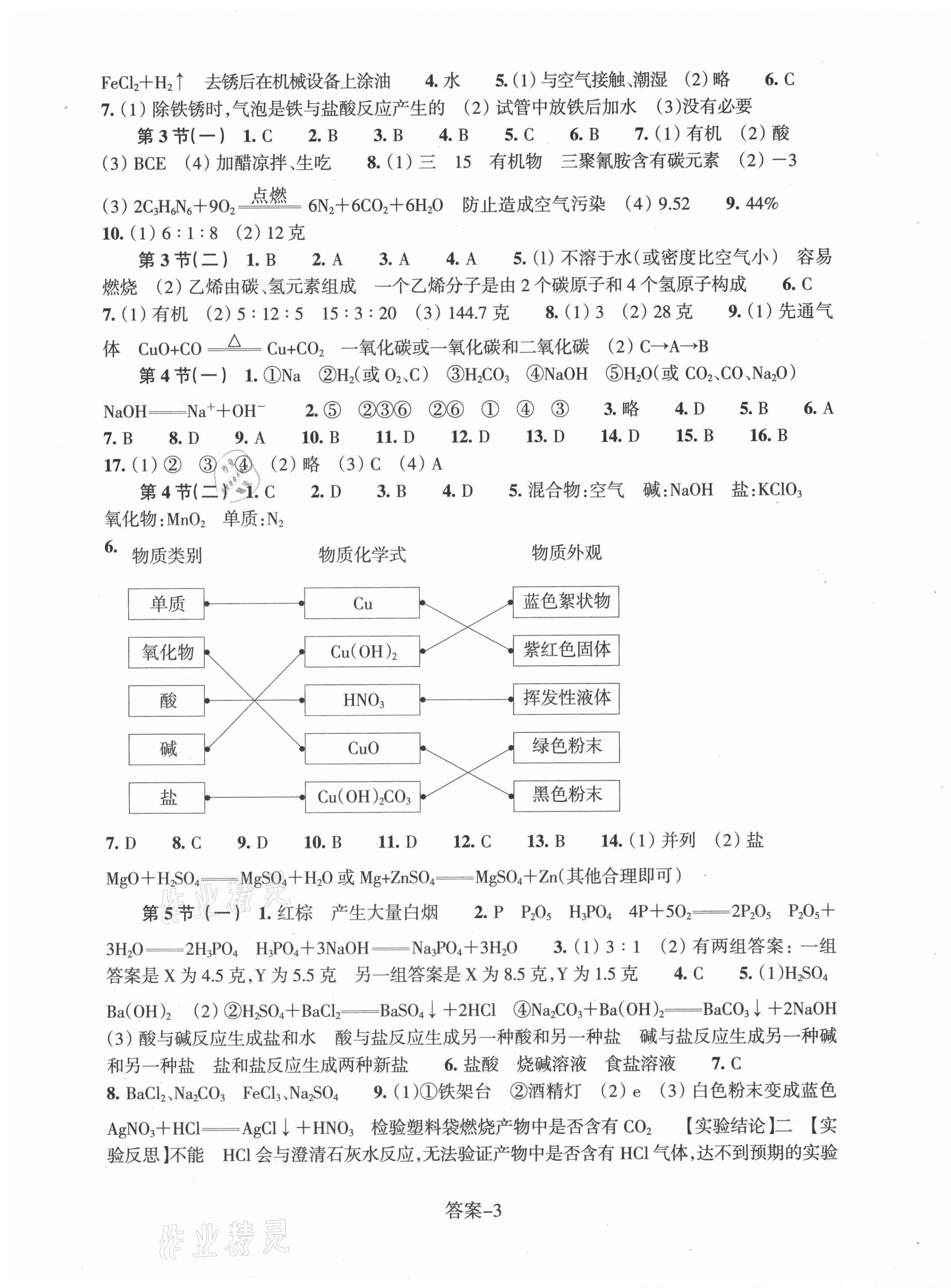 2021年每课一练浙江少年儿童出版社九年级科学上册浙教版 第3页