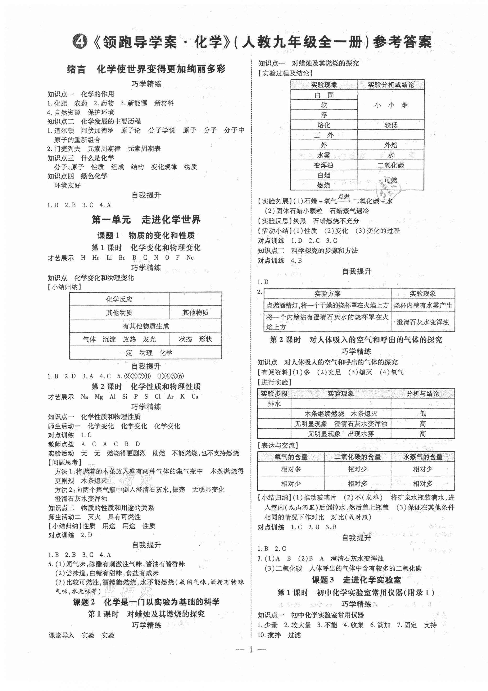 2021年領跑導學案九年級化學全一冊人教版廣東專用 第1頁