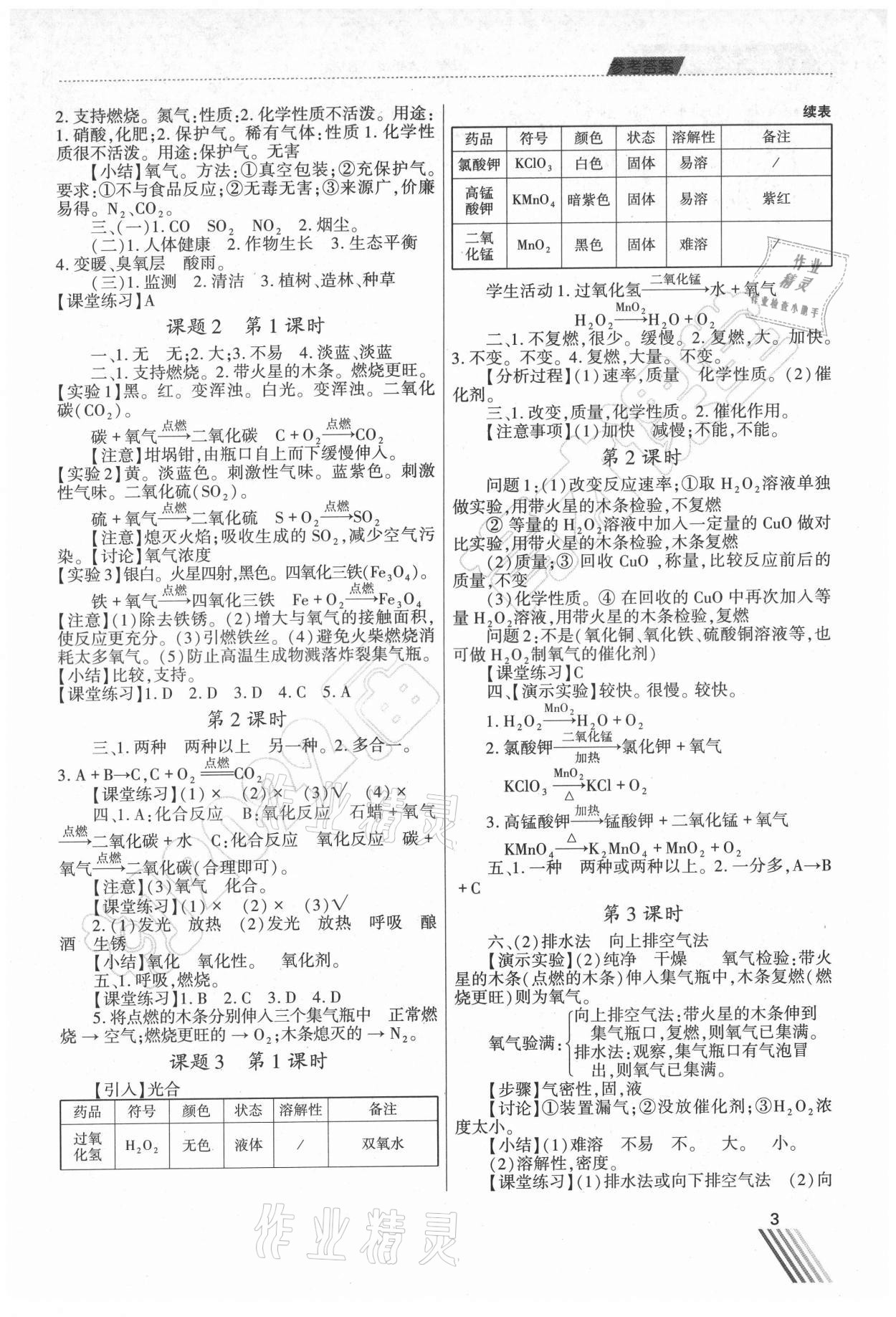 2021年育才课堂教学案九年级化学上册人教版 第3页