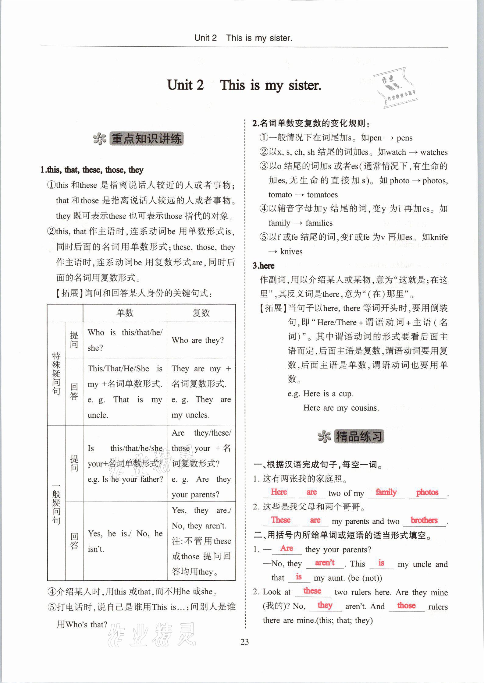 2021年指南針高分必備七年級(jí)英語上冊(cè)人教版 參考答案第41頁