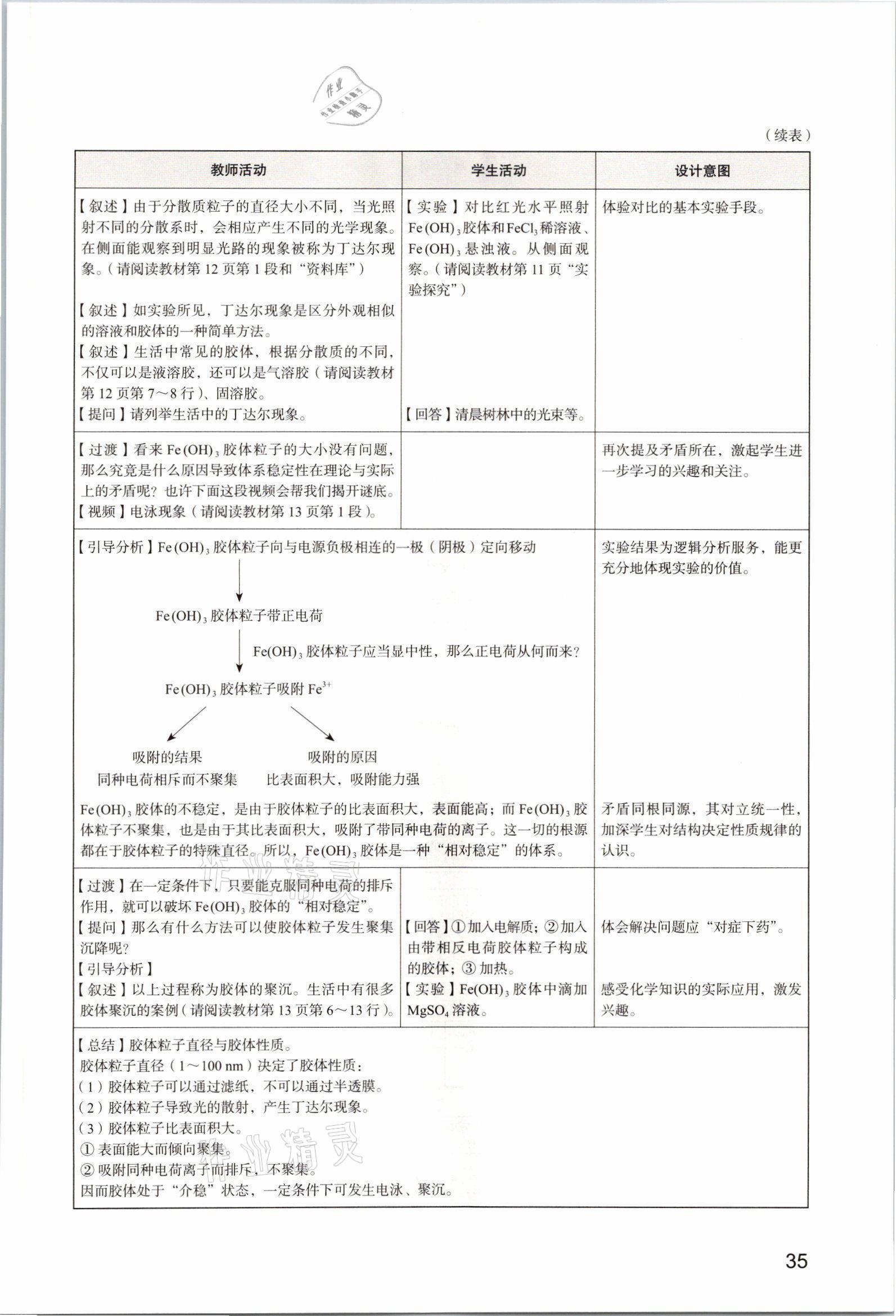 2025年教材课本高中化学必修第一册沪科版&nbsp;参考答案第35页