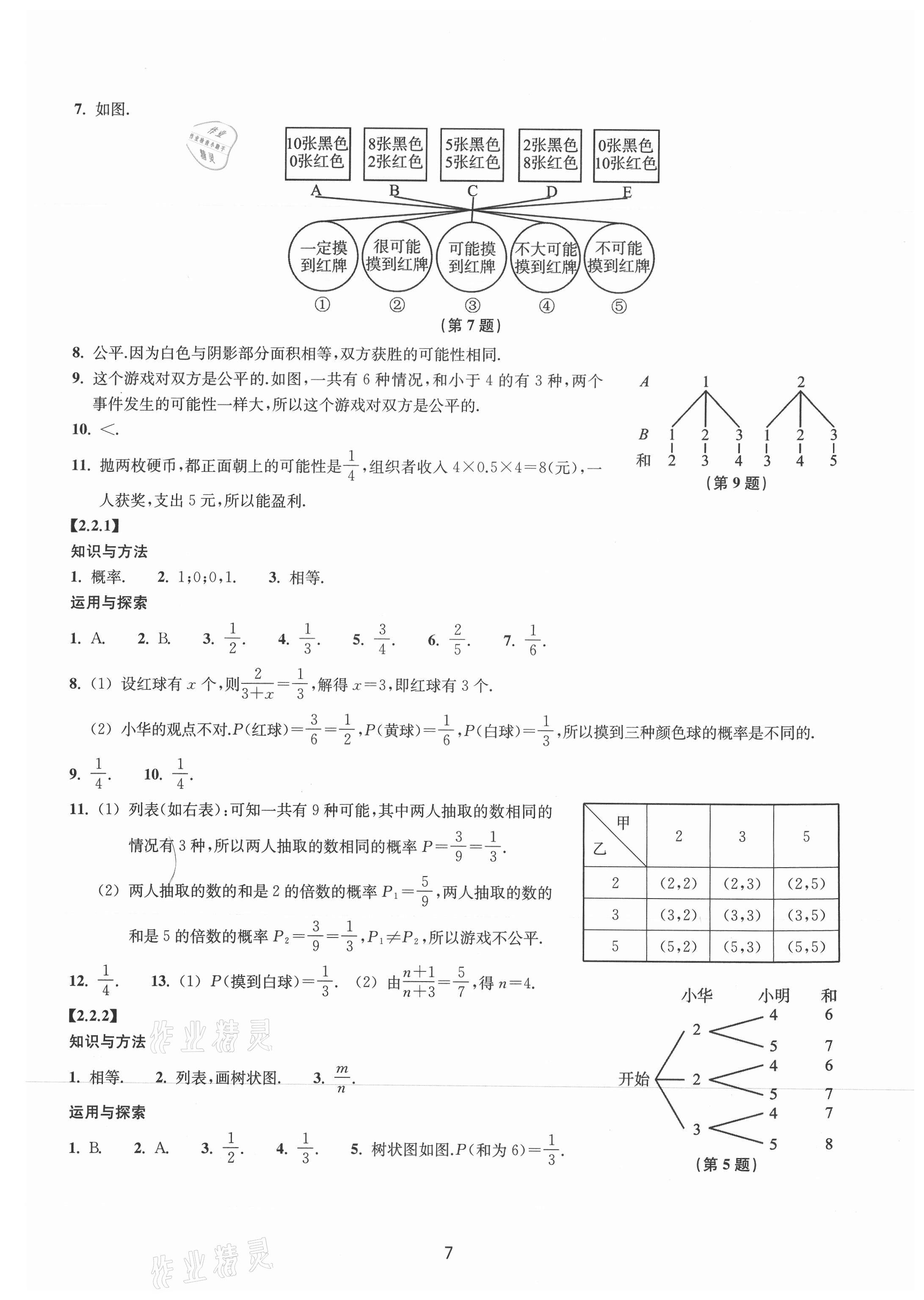 2021年同步練習(xí)浙江教育出版社九年級(jí)數(shù)學(xué)上冊(cè)浙教版提升版 參考答案第7頁(yè)