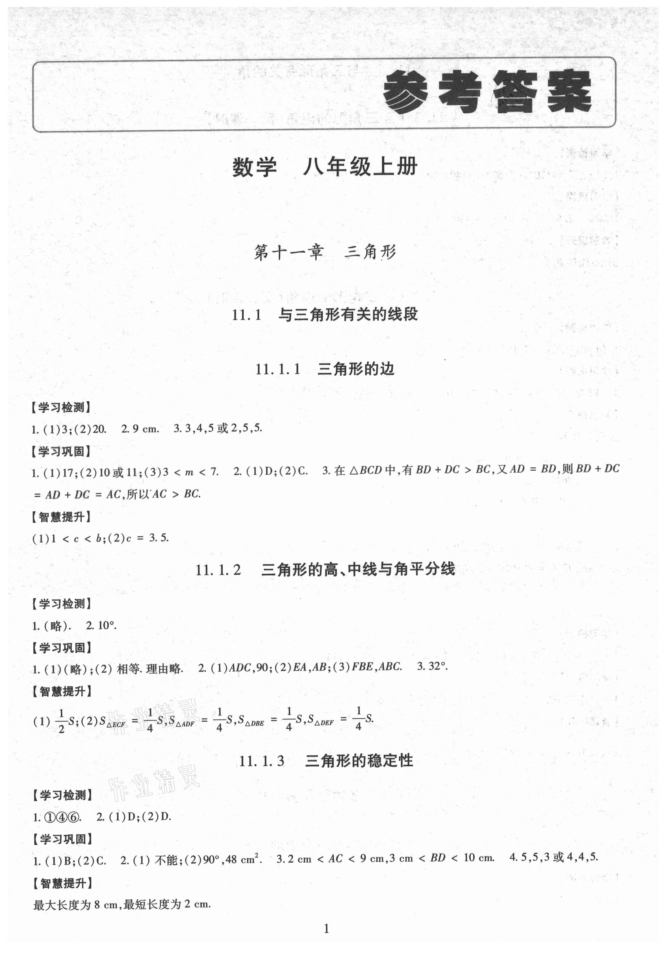 2021年智慧学习导学练明天出版社八年级数学上册人教版 第1页