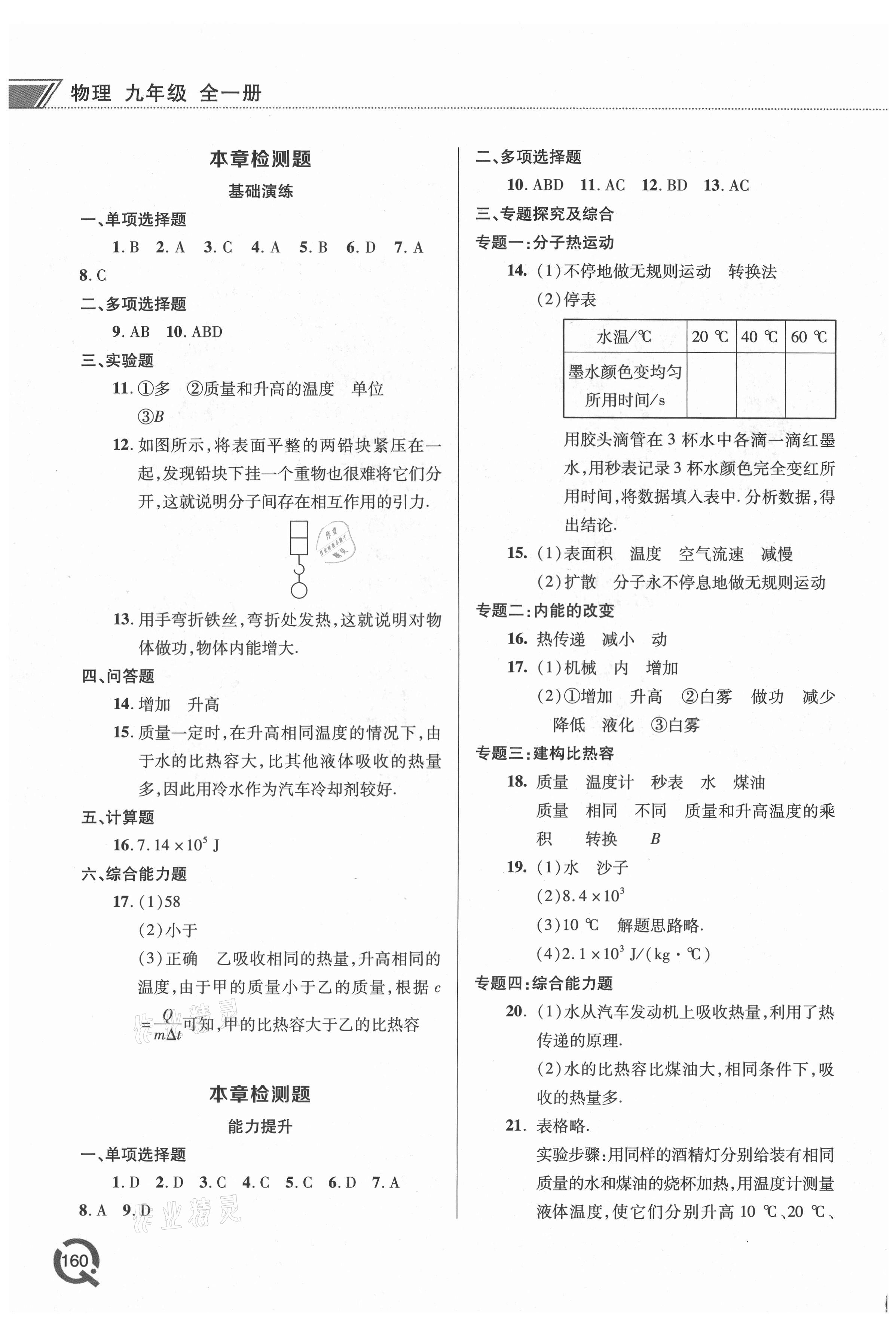 2021年同步練習(xí)冊(cè)青島出版社九年級(jí)物理全一冊(cè)人教版 參考答案第2頁