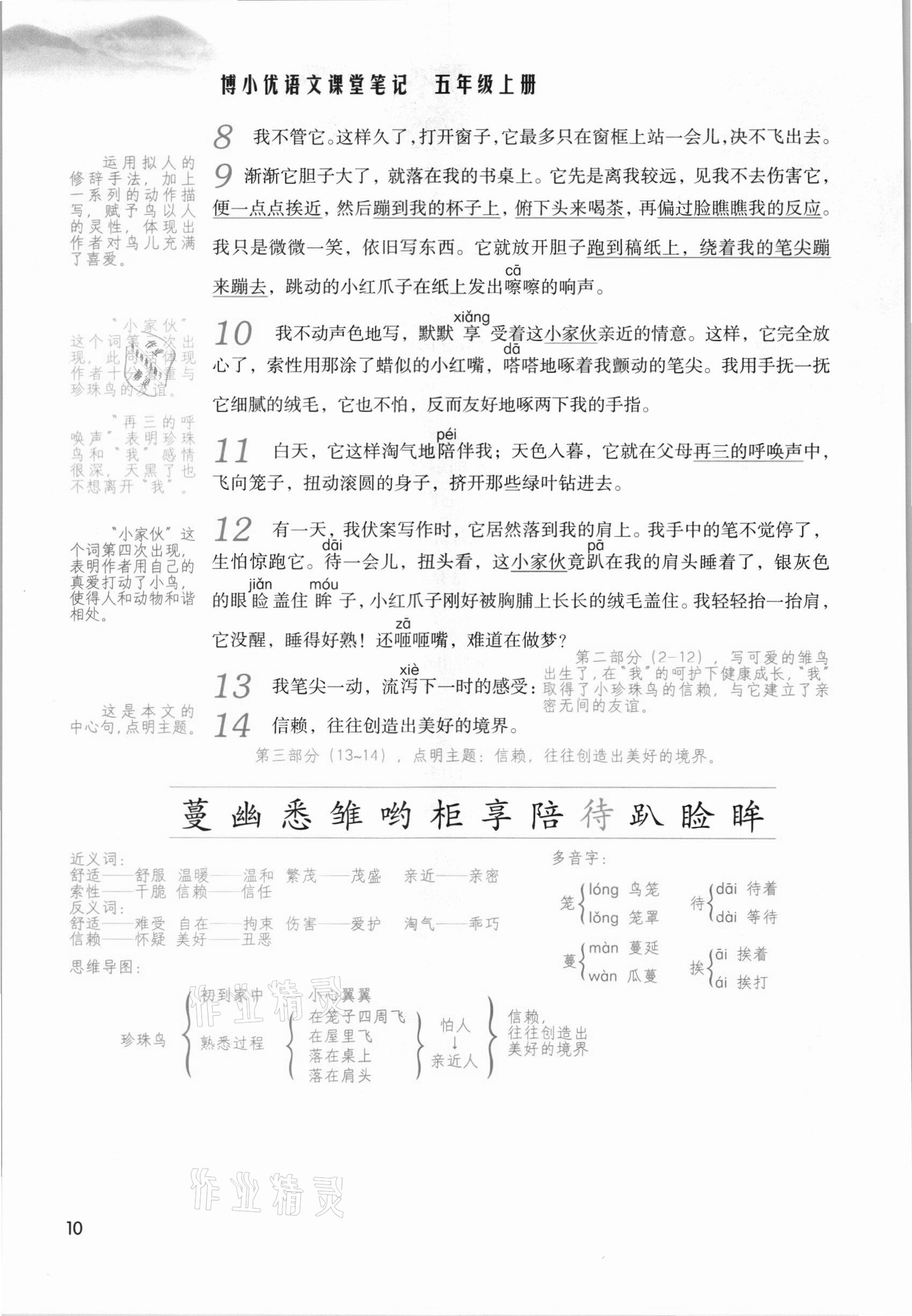 2021年課堂筆記五年級(jí)語(yǔ)文上冊(cè)人教版 參考答案第10頁(yè)