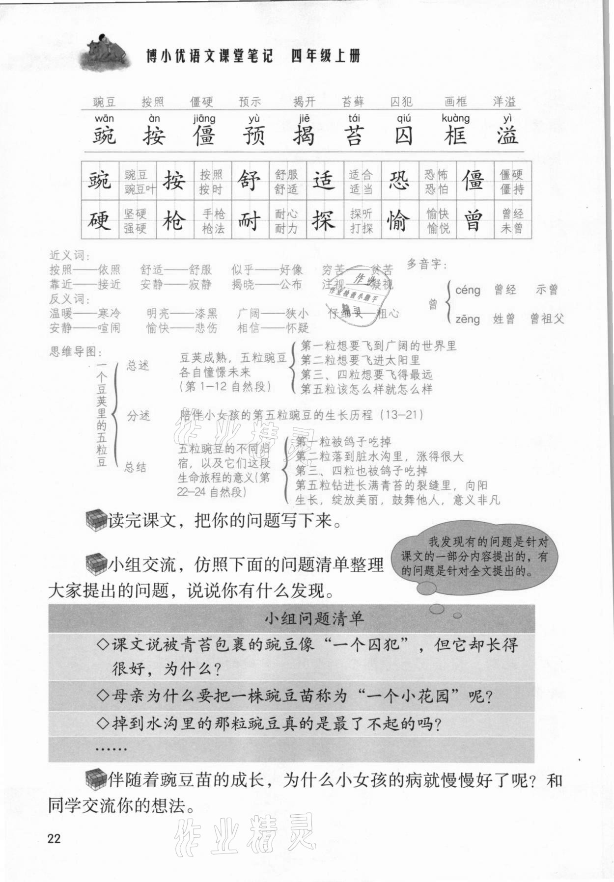 2021年課堂筆記四年級語文上冊人教版 第22頁