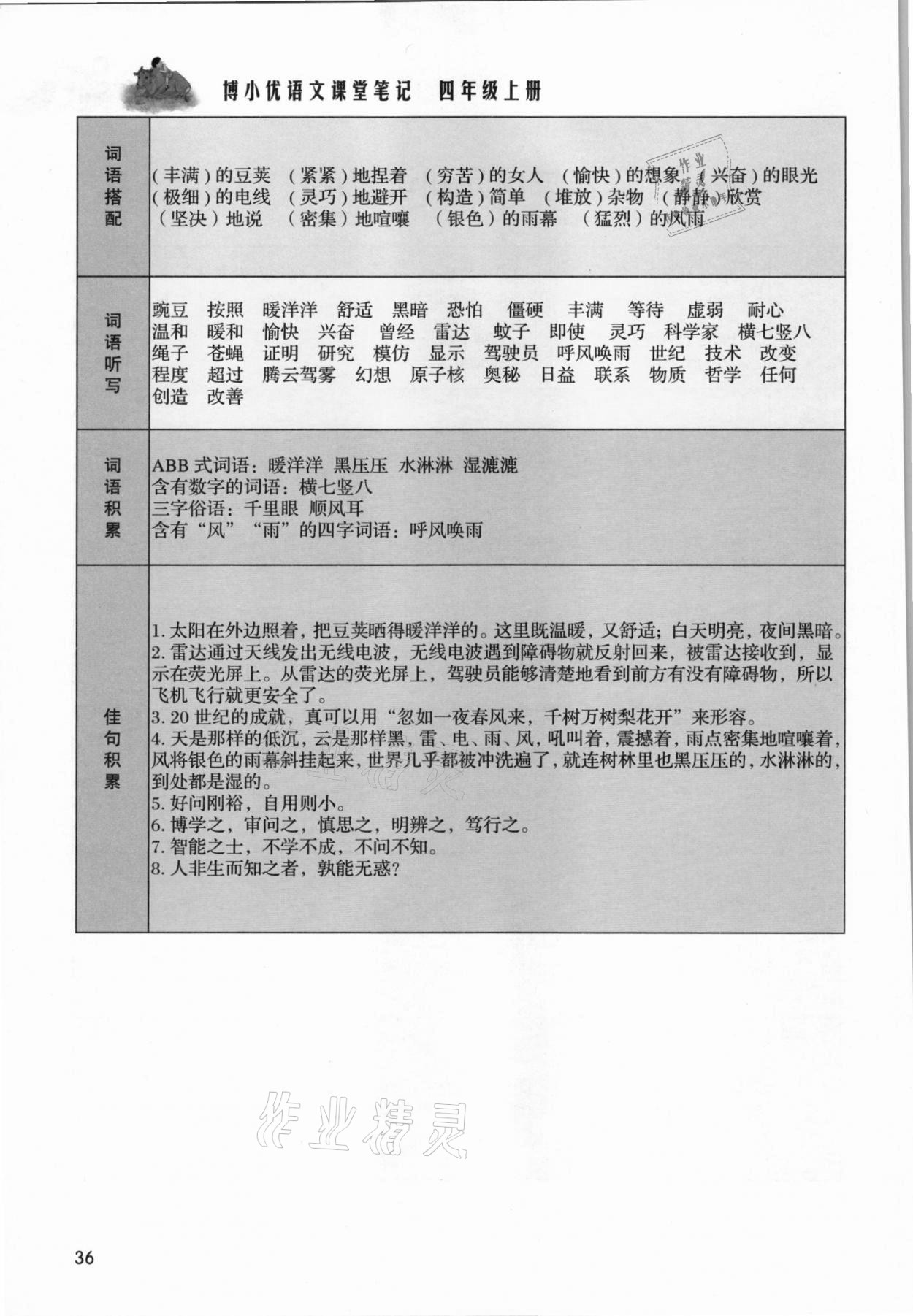 2021年課堂筆記四年級語文上冊人教版 第36頁