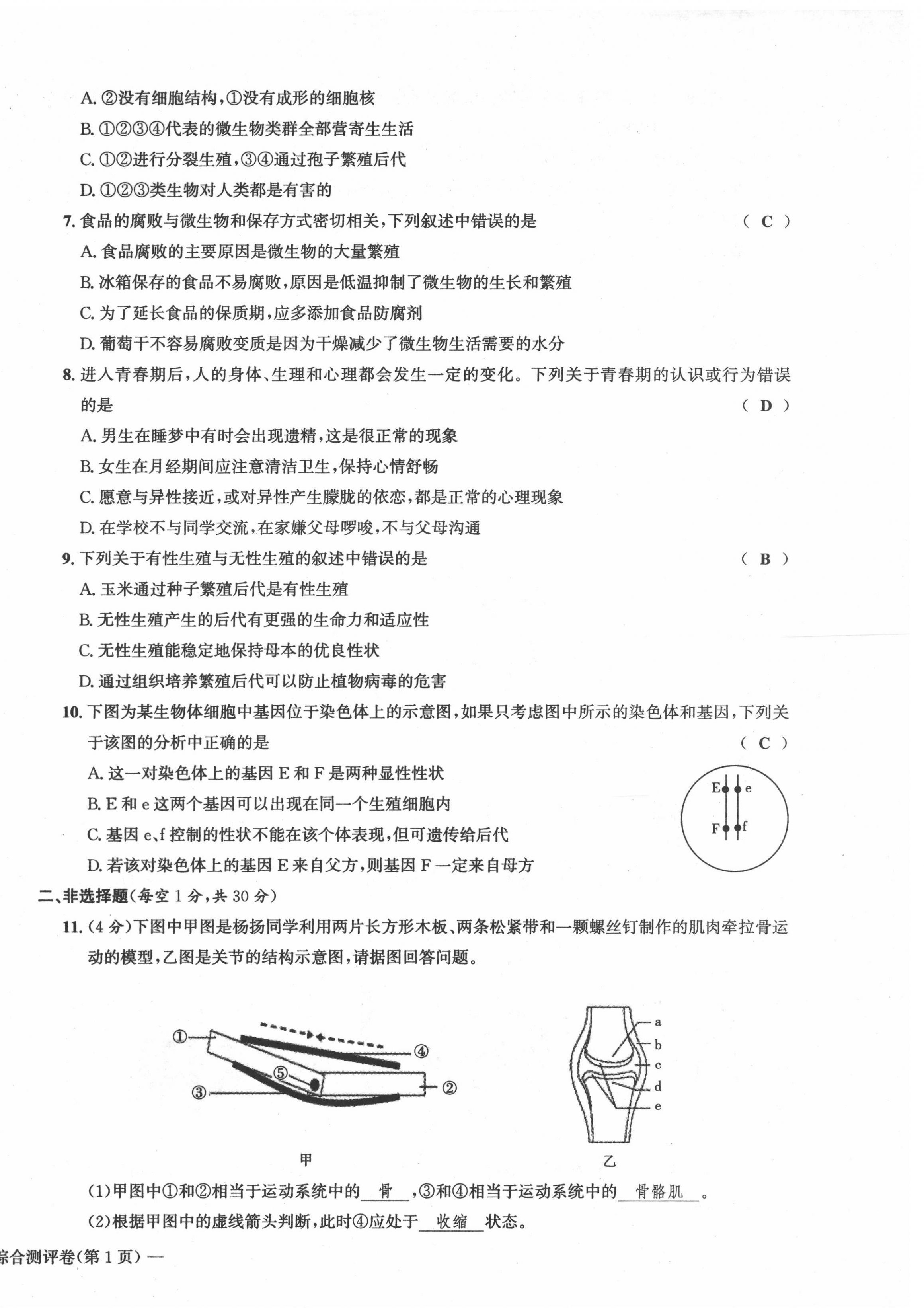 2021年学业评价测评卷八年级生物全一册人教版 第22页