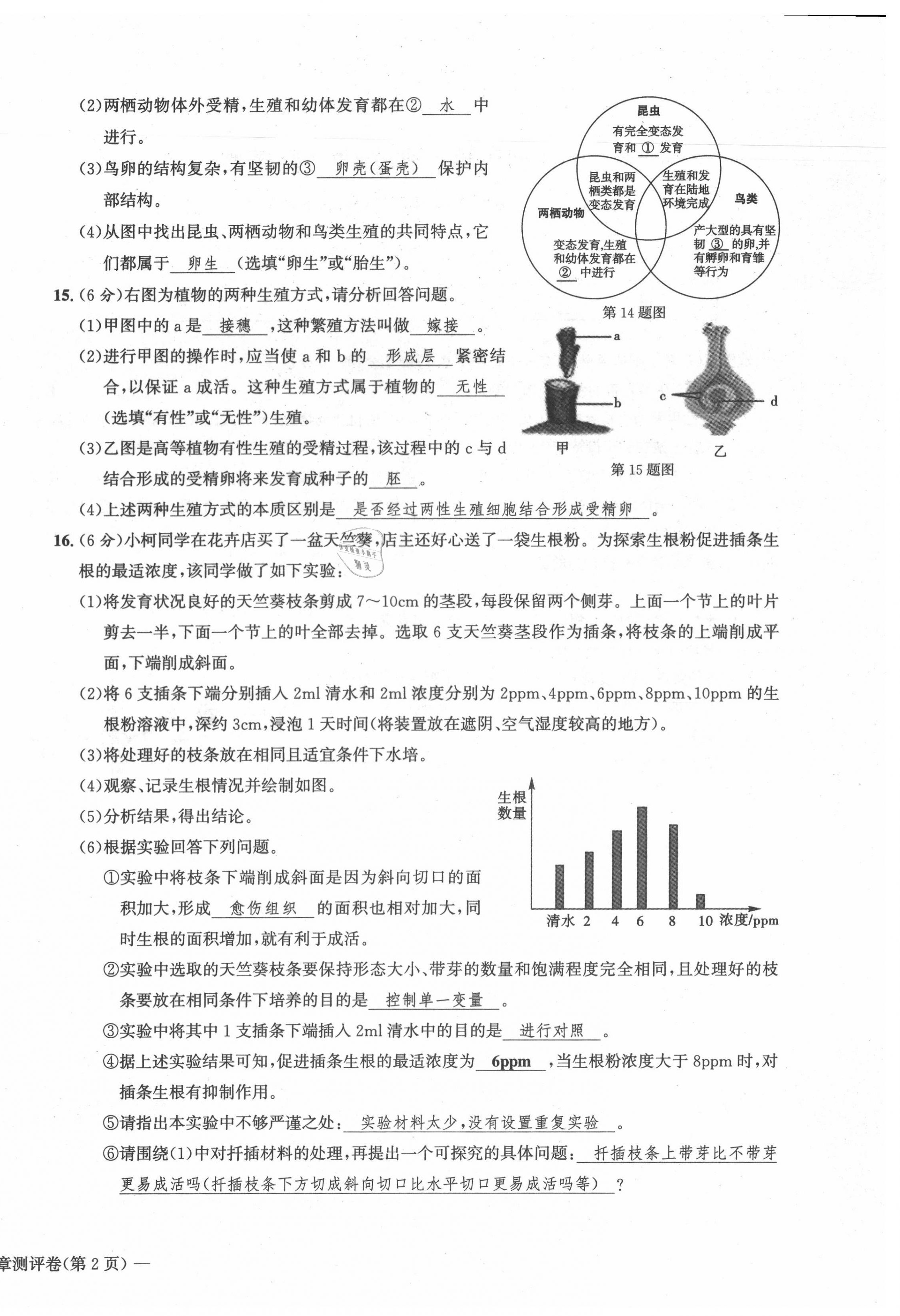 2021年學(xué)業(yè)評價測評卷八年級生物全一冊人教版 第16頁