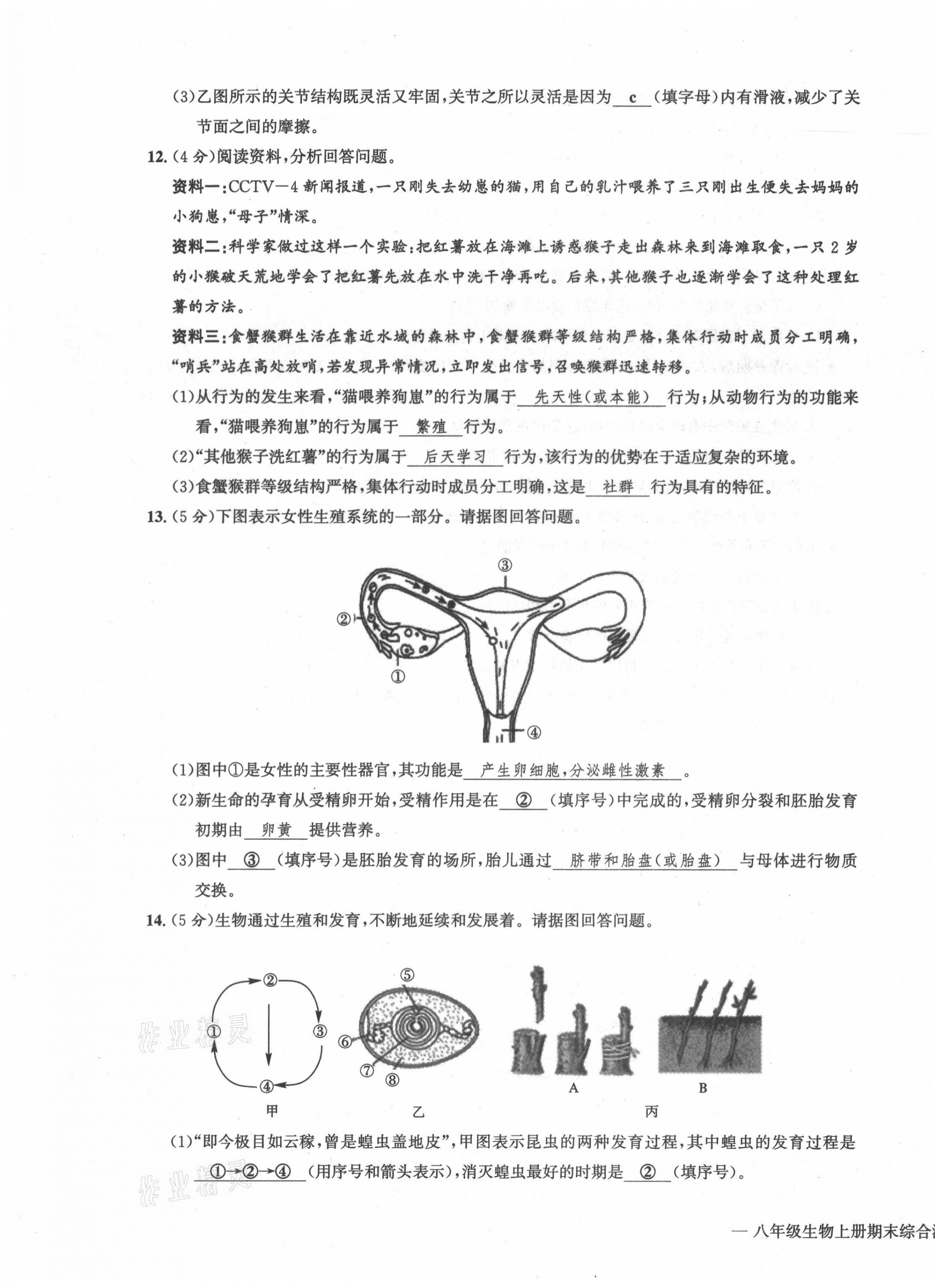 2021年学业评价测评卷八年级生物全一册人教版 第23页