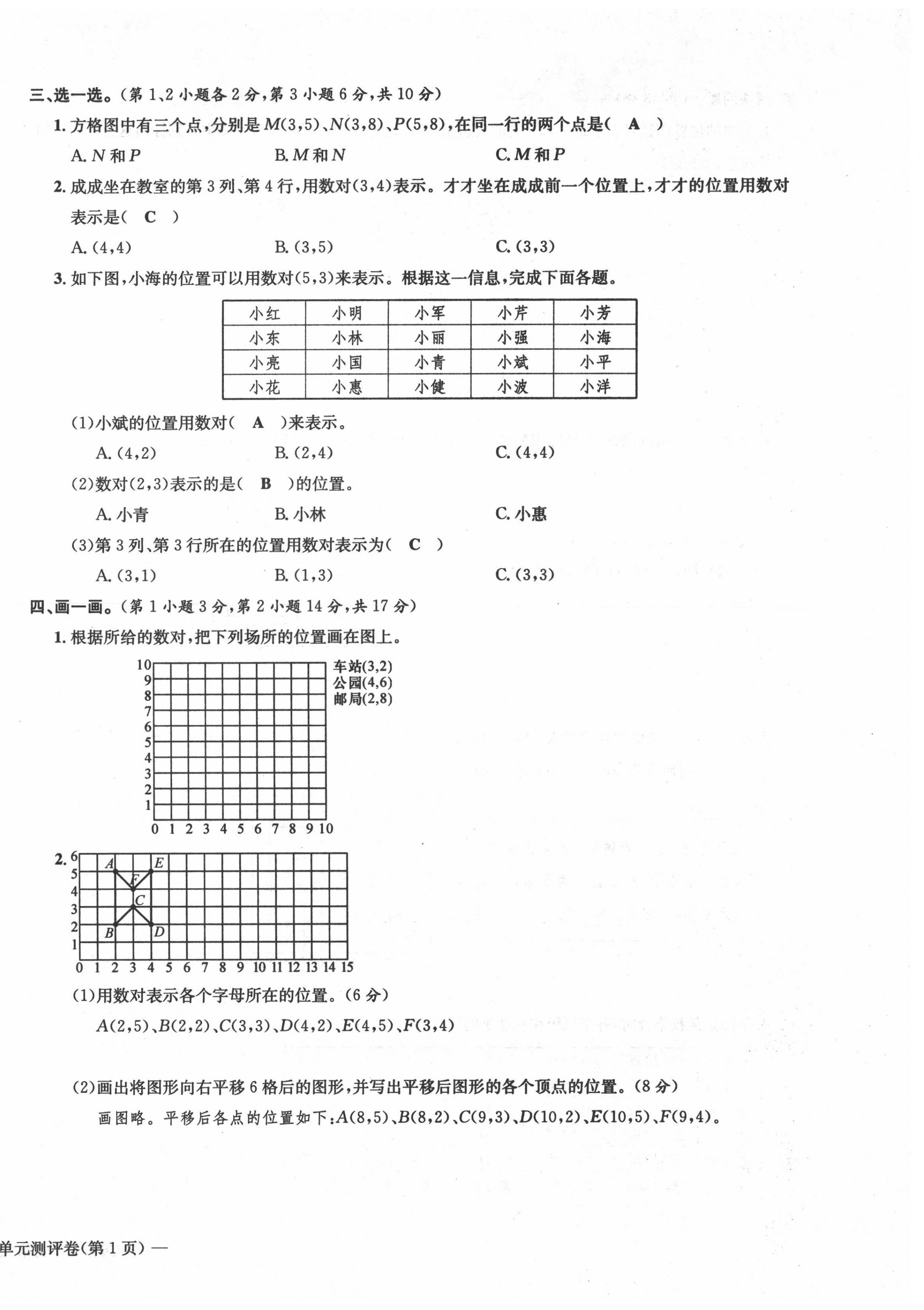 2021年学业评价测评卷五年级数学上册人教版 第6页