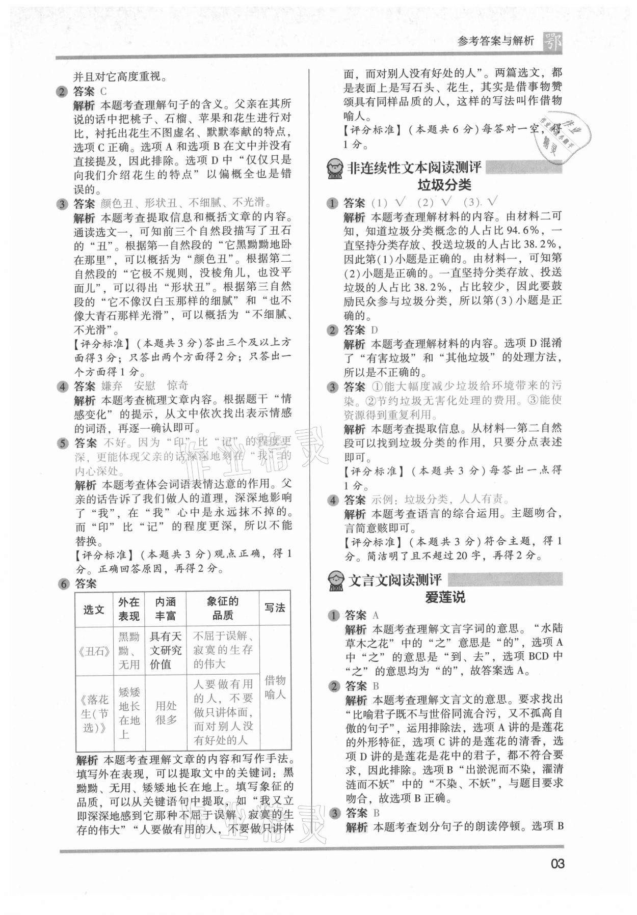 2021年木頭馬閱讀力測評五年級語文A版大武漢專版&nbsp;第3頁