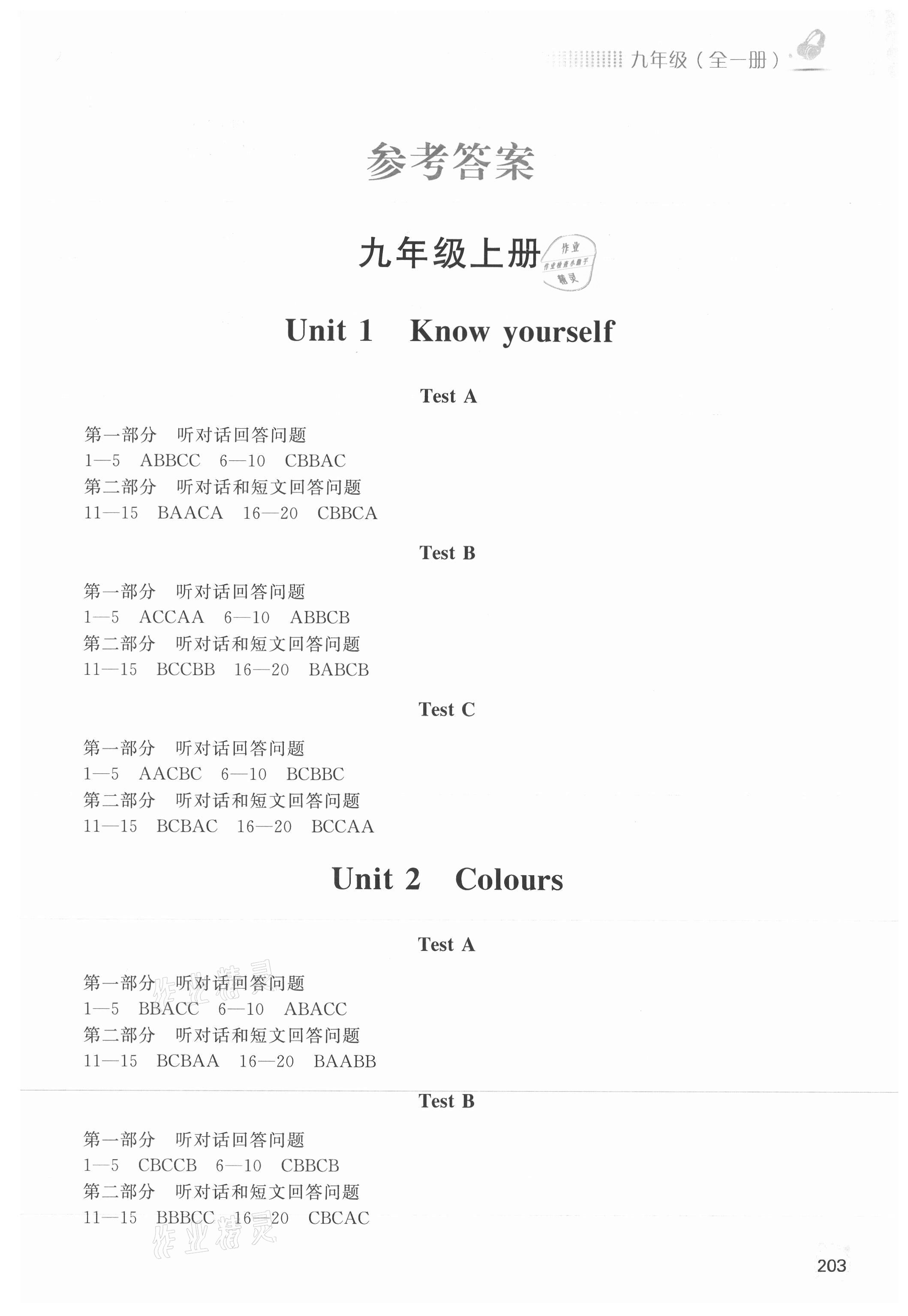 2021年江蘇省英語人機對話考試聽力模擬試題九年級全一冊 參考答案第1頁