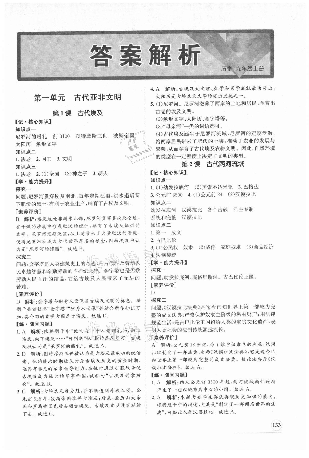 2021年新課程同步練習冊九年級歷史上冊人教版 第1頁