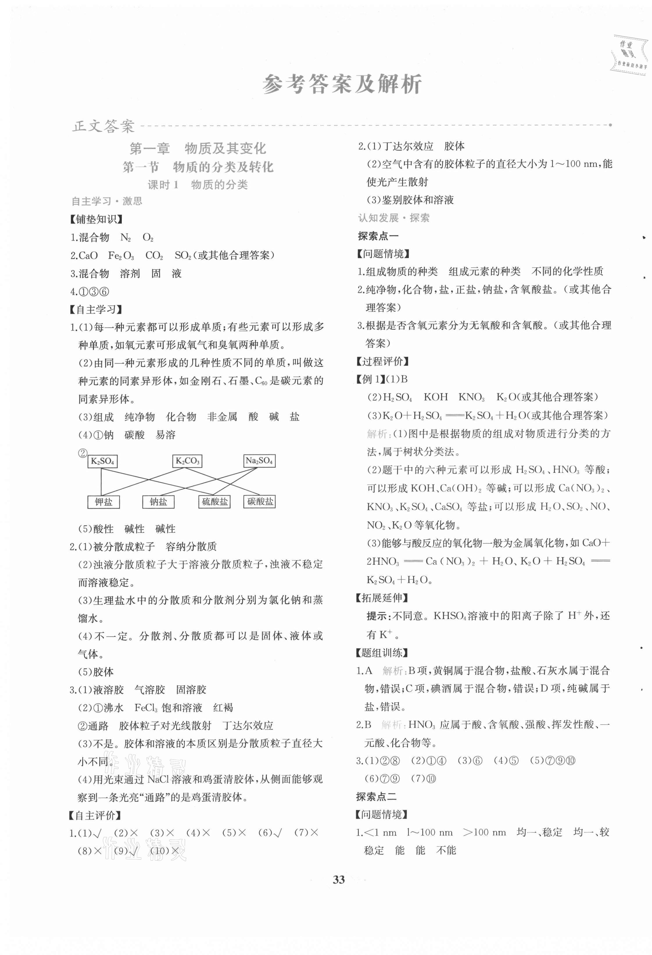 2021年新課程學(xué)習(xí)評價方案課時練高中化學(xué)必修第一冊人教版 第1頁