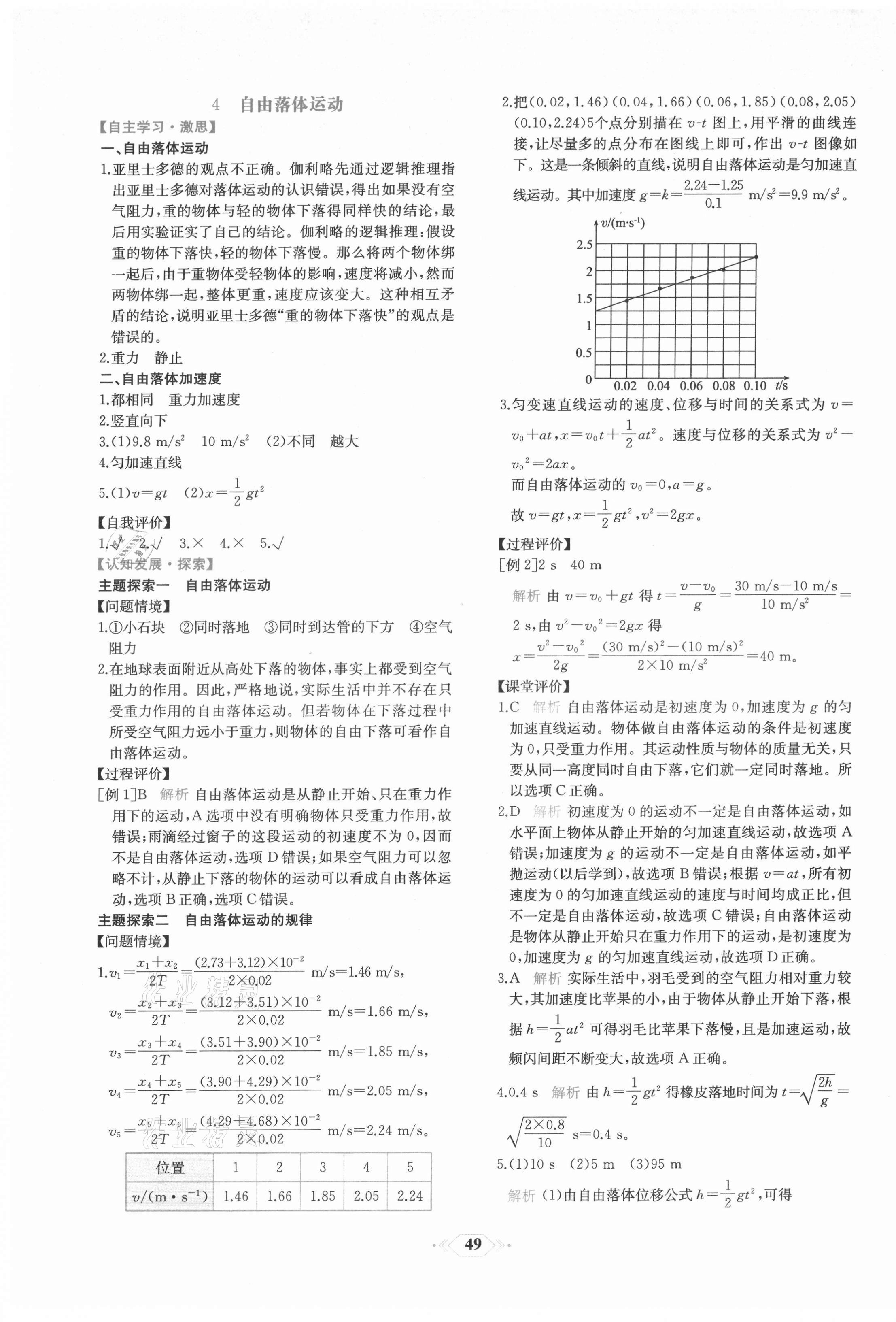 2021年新課程學(xué)習(xí)評價(jià)方案課時(shí)練高中物理必修第一冊人教版 第9頁