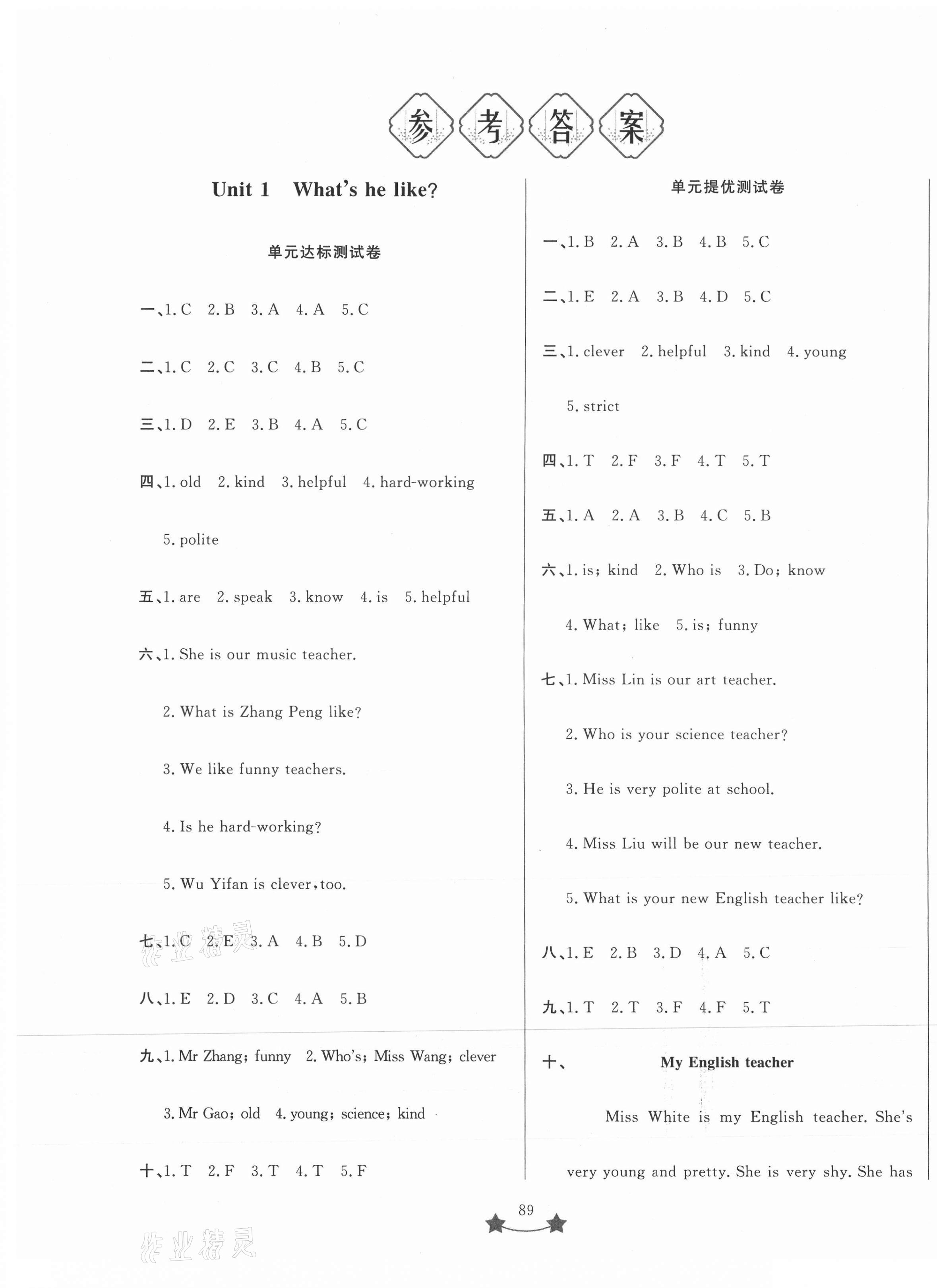 2021年小學(xué)單元測(cè)試卷五年級(jí)英語(yǔ)上冊(cè)人教版山東文藝出版社 第1頁(yè)