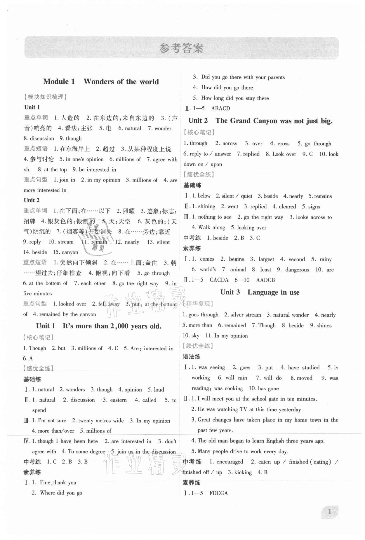 2021年績(jī)優(yōu)學(xué)案九年級(jí)英語(yǔ)上冊(cè)外研版 第1頁(yè)