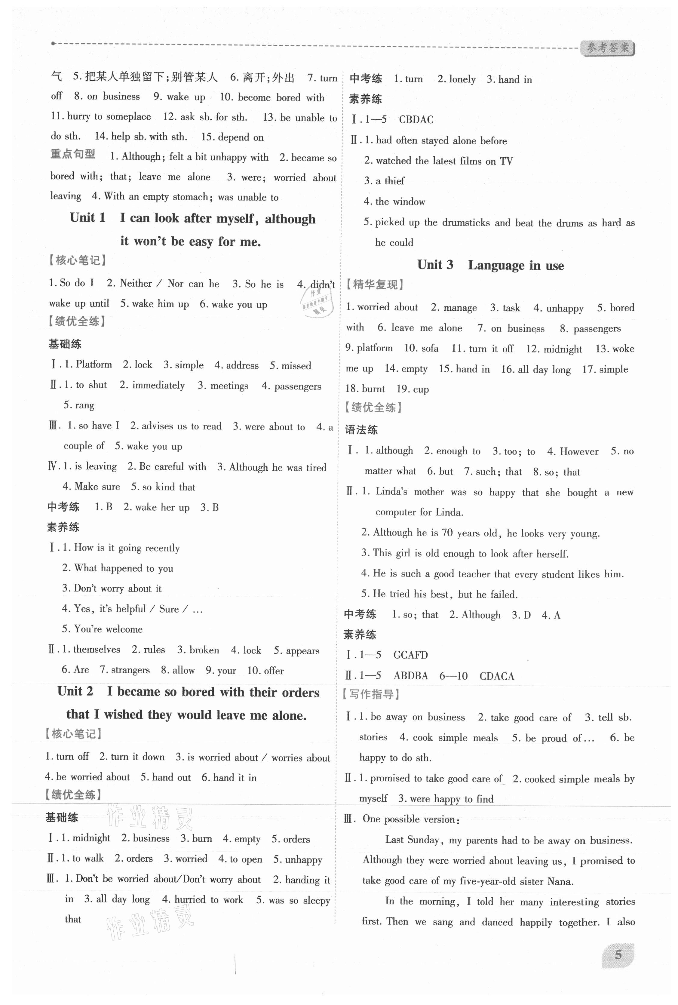 2021年绩优学案九年级英语上册外研版 第5页