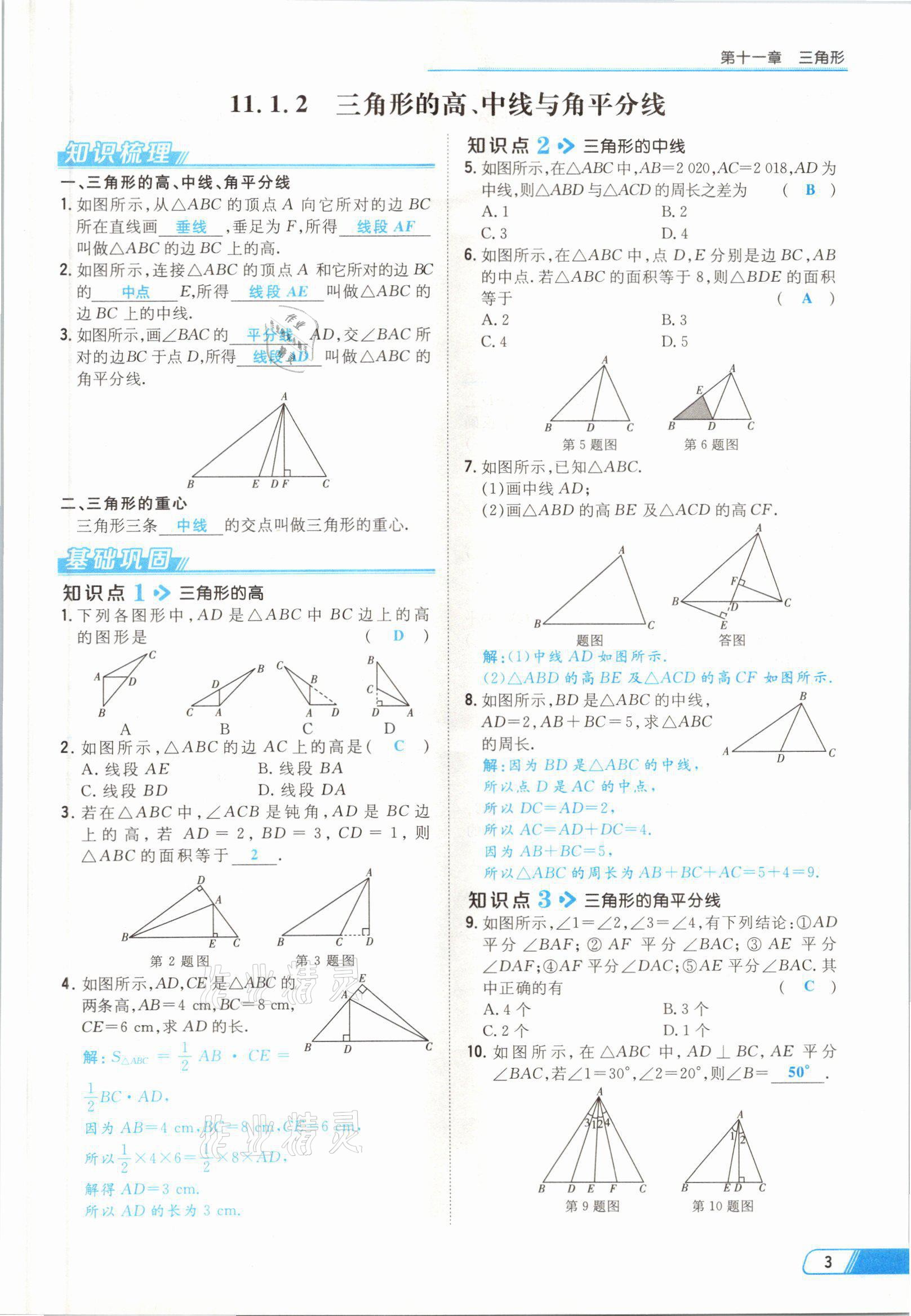 2021年初中同步学习导与练导学探究案八年级数学上册人教版云南专版 参考答案第3页