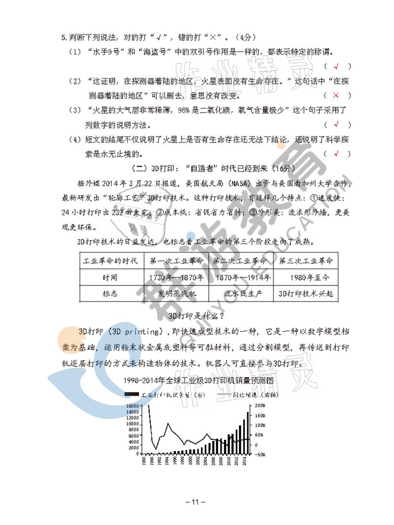 2021年雙全學(xué)業(yè)堂六年級(jí)語(yǔ)文上冊(cè)人教版 參考答案第11頁(yè)