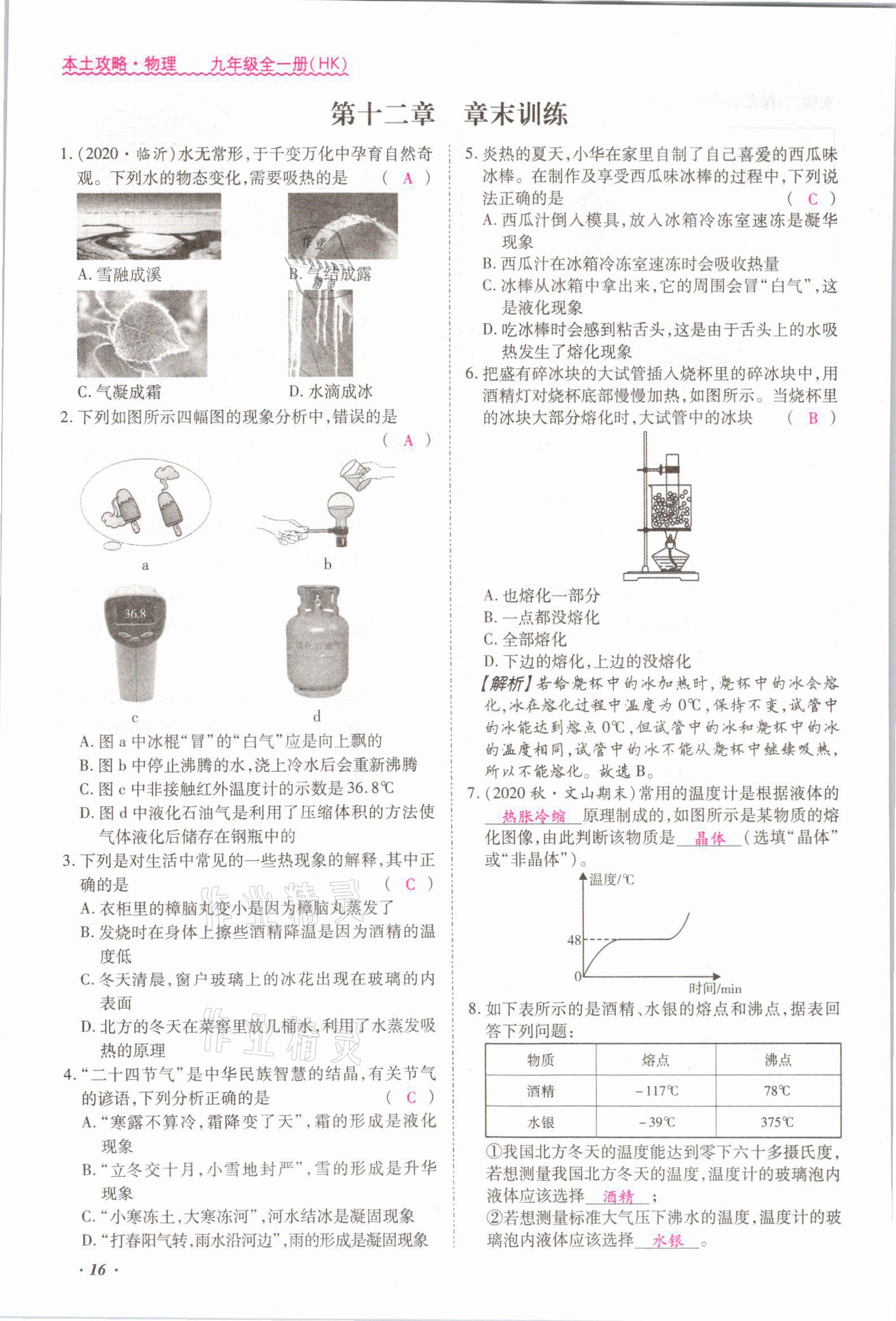 2021年本土攻略九年级物理全一册沪科版 参考答案第29页