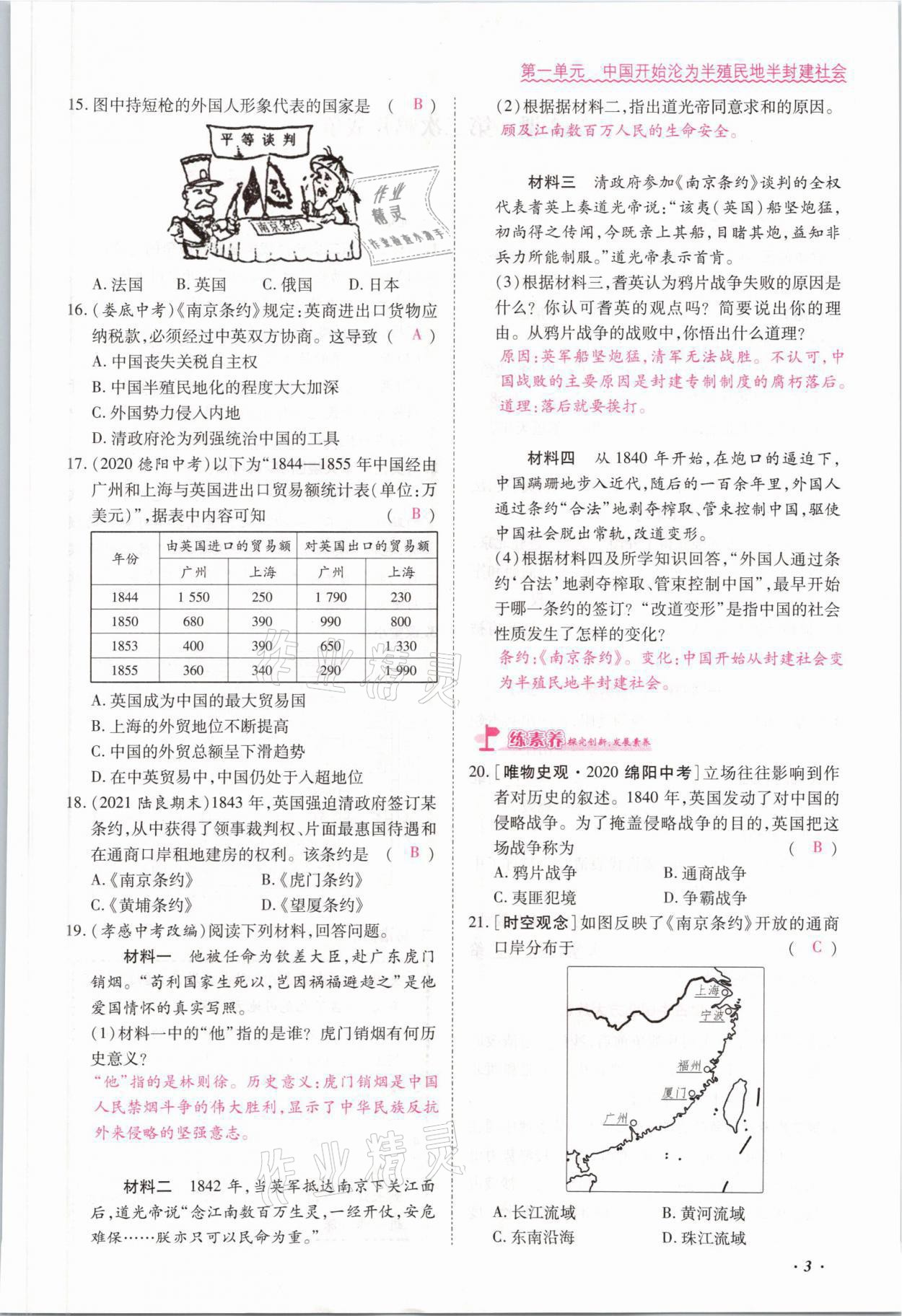 2021年本土攻略八年級(jí)歷史上冊(cè)人教版 參考答案第3頁(yè)