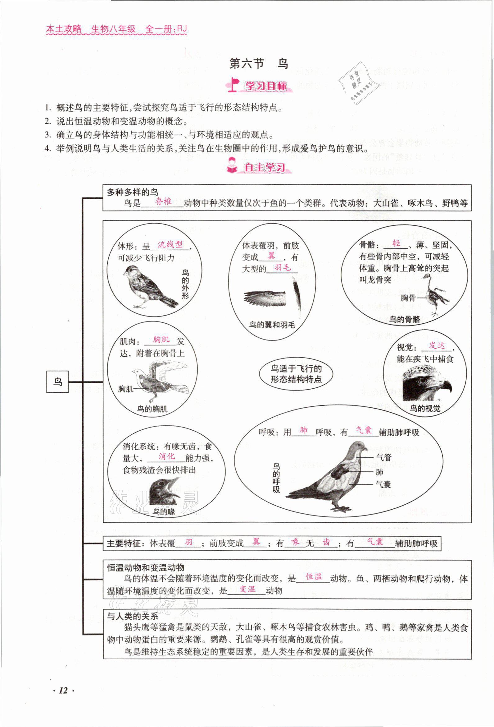 2021年本土攻略八年级生物全一册人教版 参考答案第21页