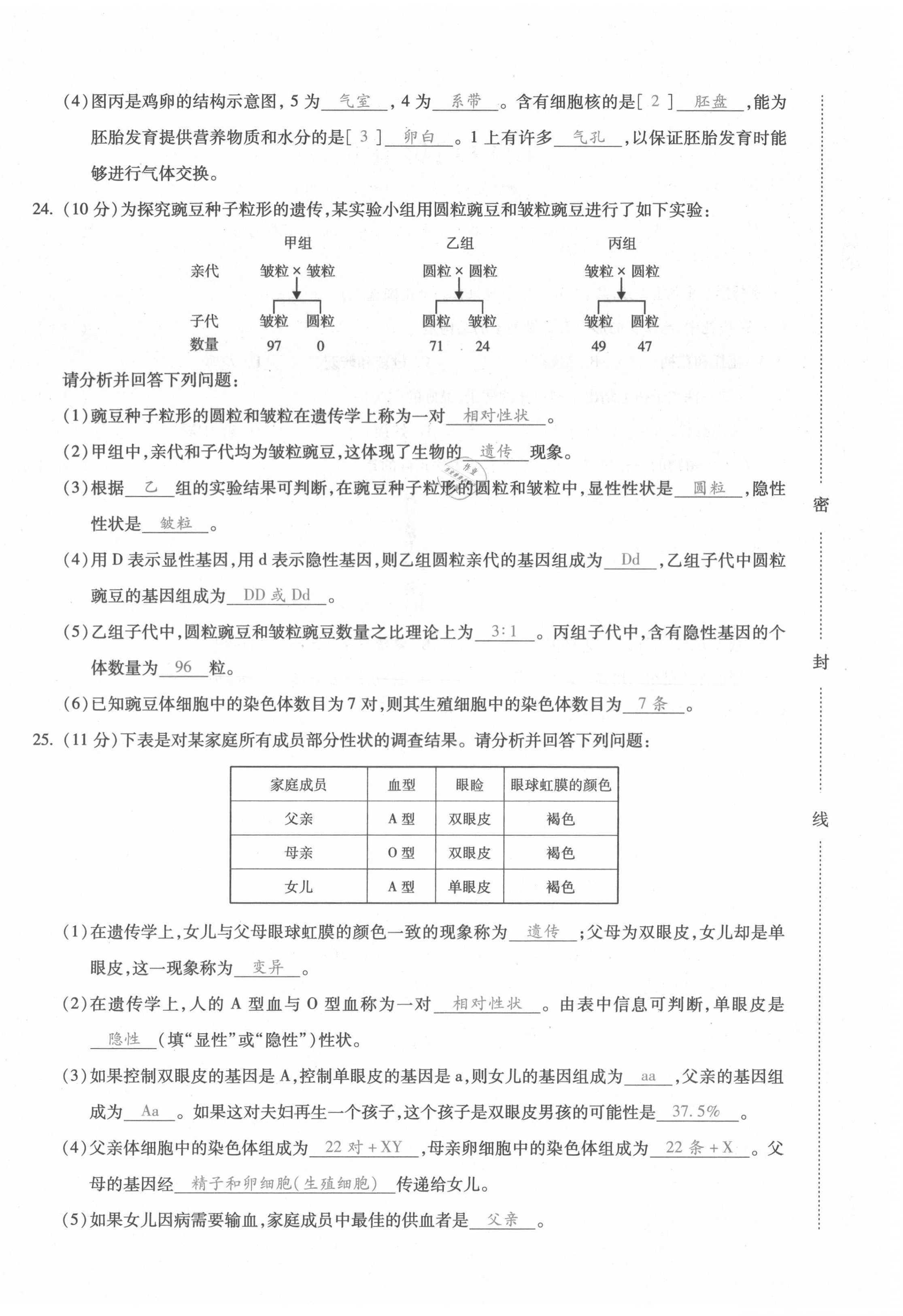 2021年本土攻略八年级生物全一册人教版 第24页