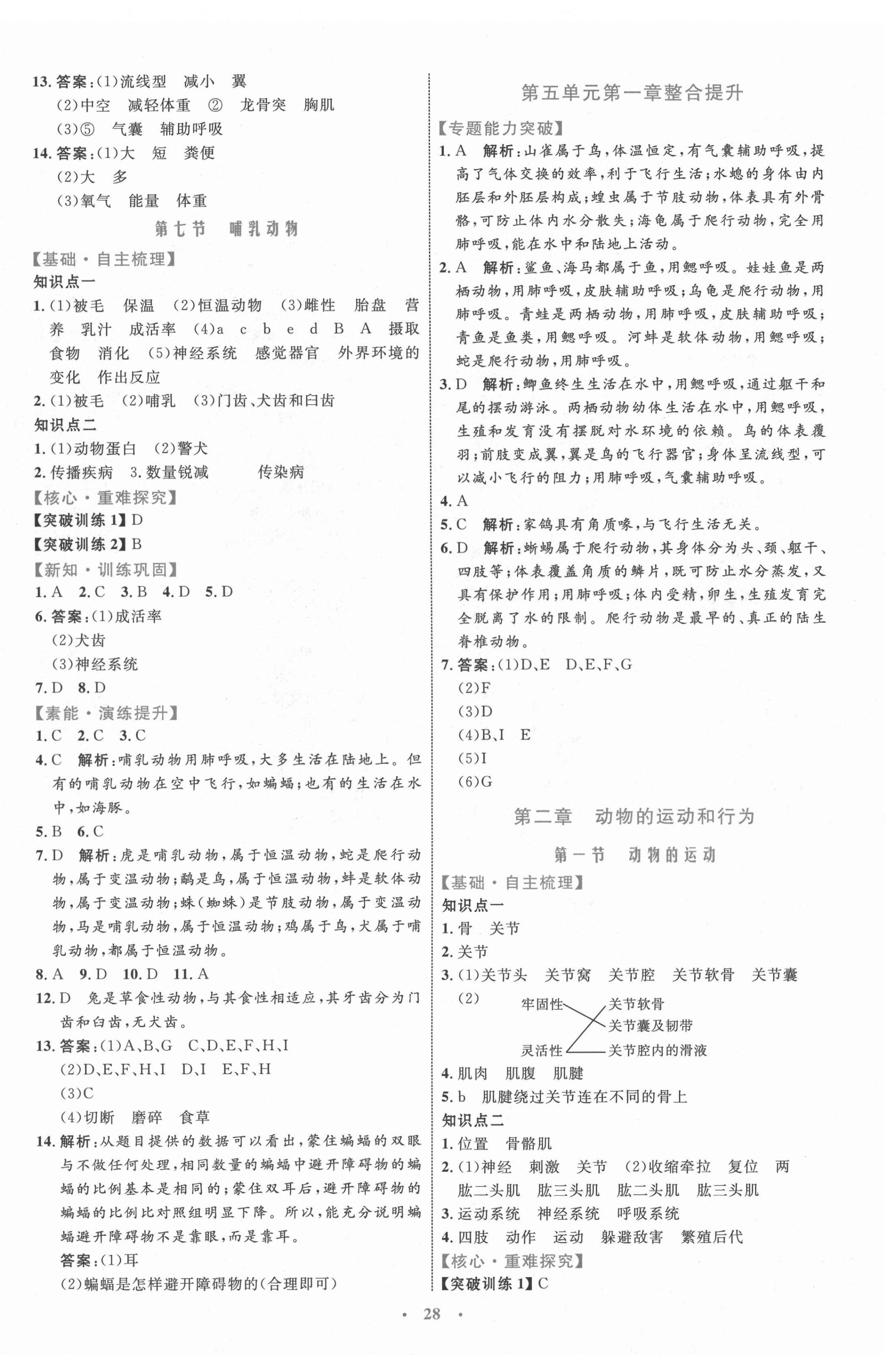 2021年同步學(xué)習(xí)目標(biāo)與檢測八年級(jí)生物上冊人教版 第4頁