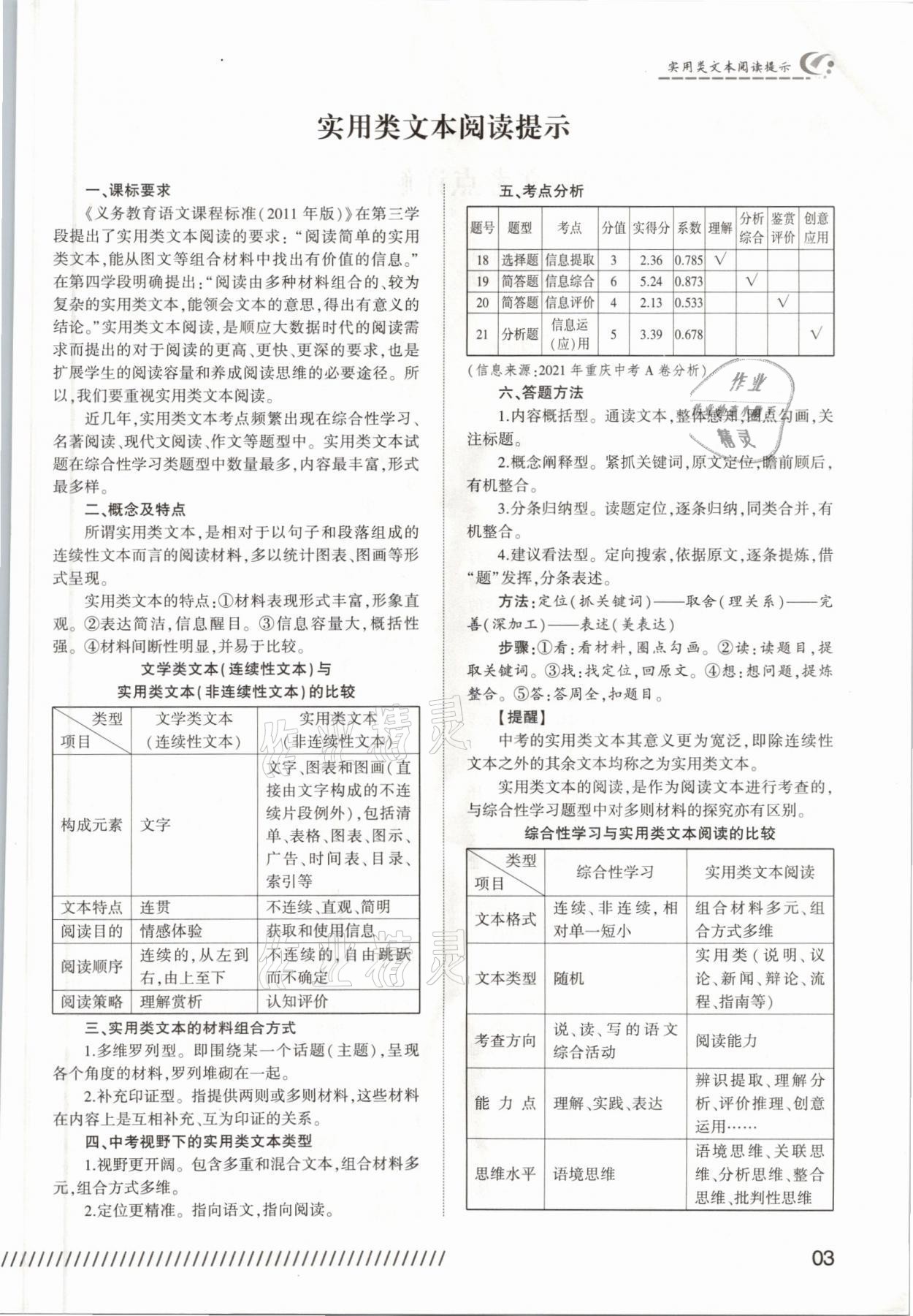 2021年同步寶典1線超越九年級語文人教版 參考答案第1頁