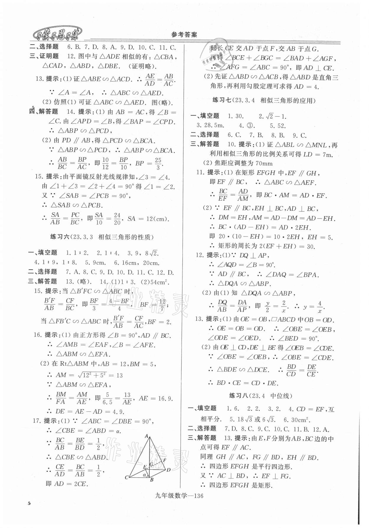 2021年新课程学习指导九年级数学全一册华师大版 第8页