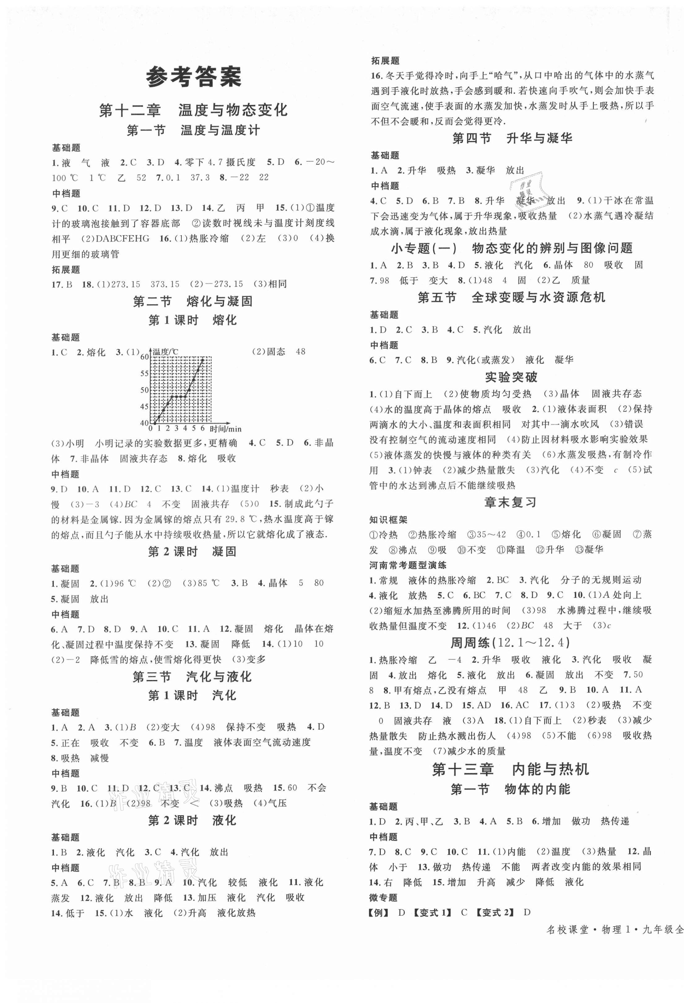 2021年名校課堂九年級(jí)物理全一冊(cè)滬科版1河南專版 第1頁(yè)