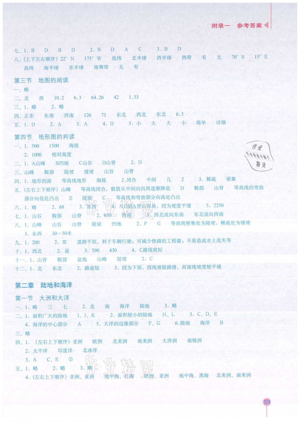 2021年填充圖冊七年級地理上冊人教版星球地圖出版社 參考答案第2頁