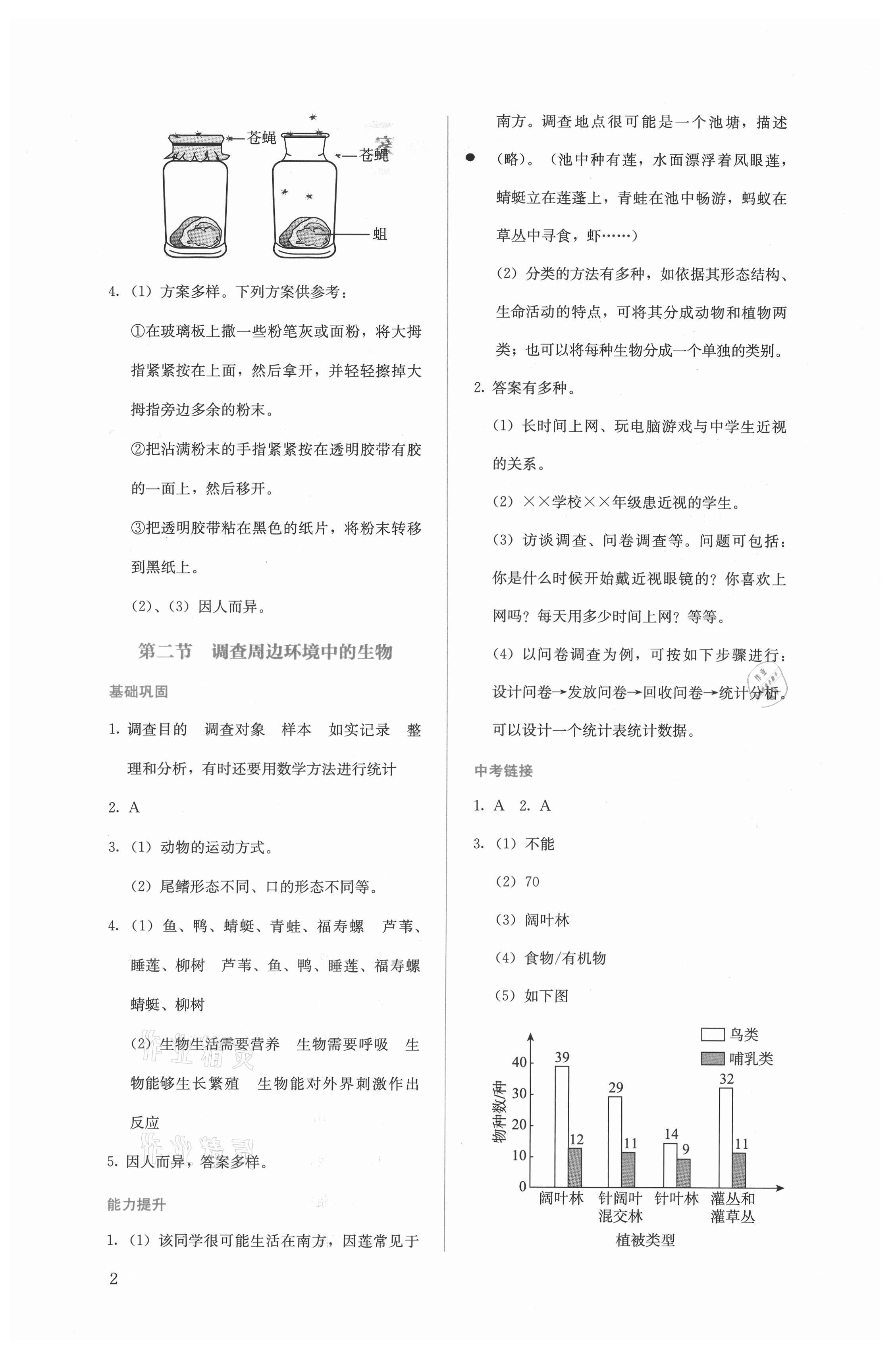 2021年人教金学典同步解析与测评七年级生物上册人教版 第2页