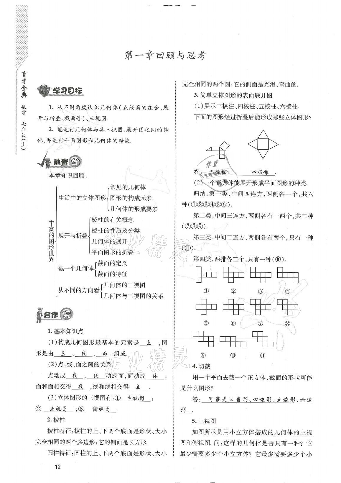 2021年育才金典七年級數(shù)學(xué)上冊北師大版 參考答案第12頁