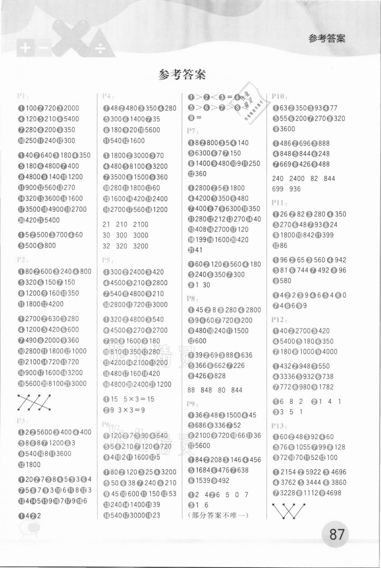 2021年每日10分鐘口算題卡三年級數(shù)學(xué)上冊蘇教版 第1頁