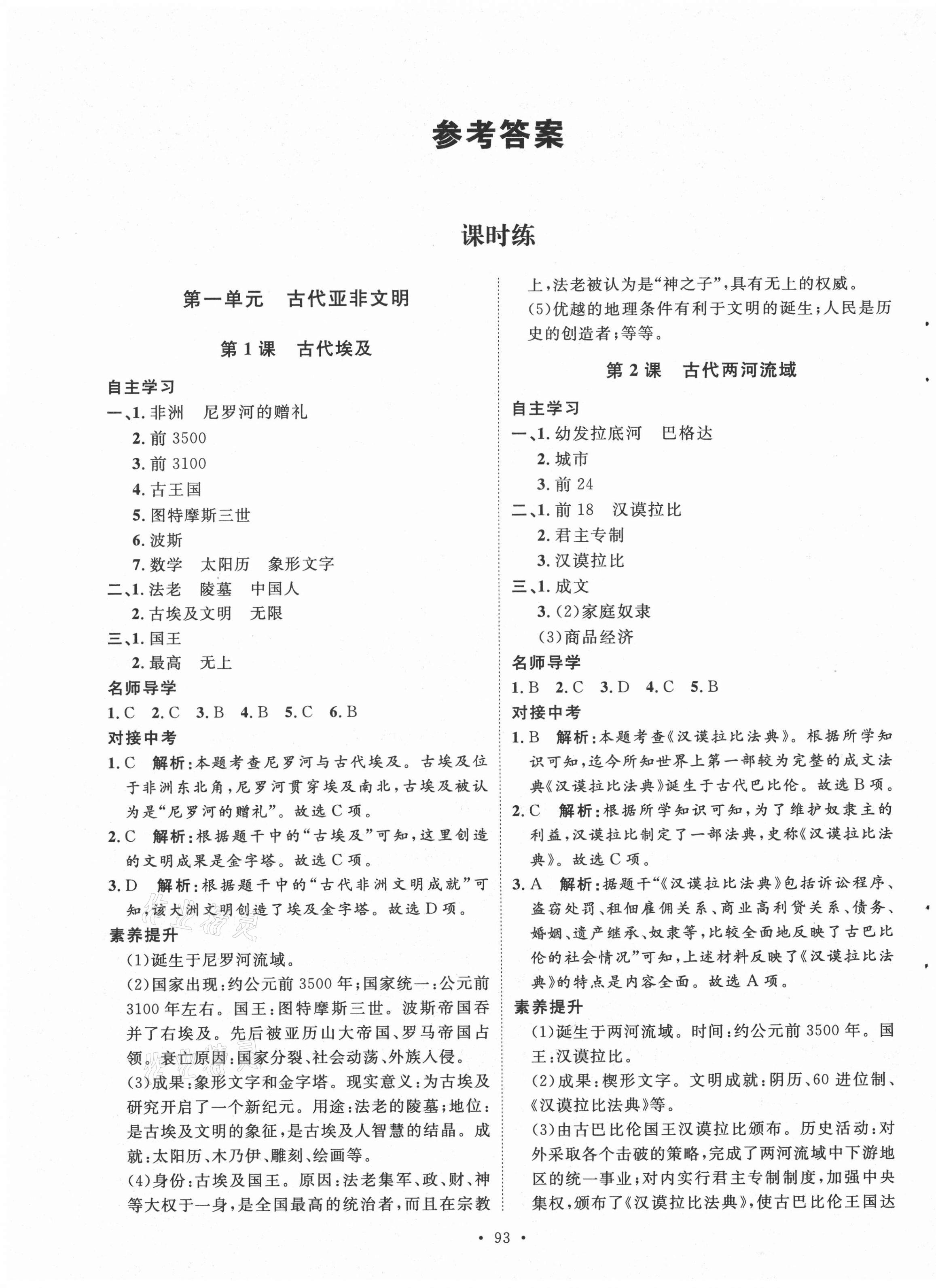 2021年實(shí)驗(yàn)教材新學(xué)案九年級(jí)歷史上冊(cè)人教版 第1頁(yè)