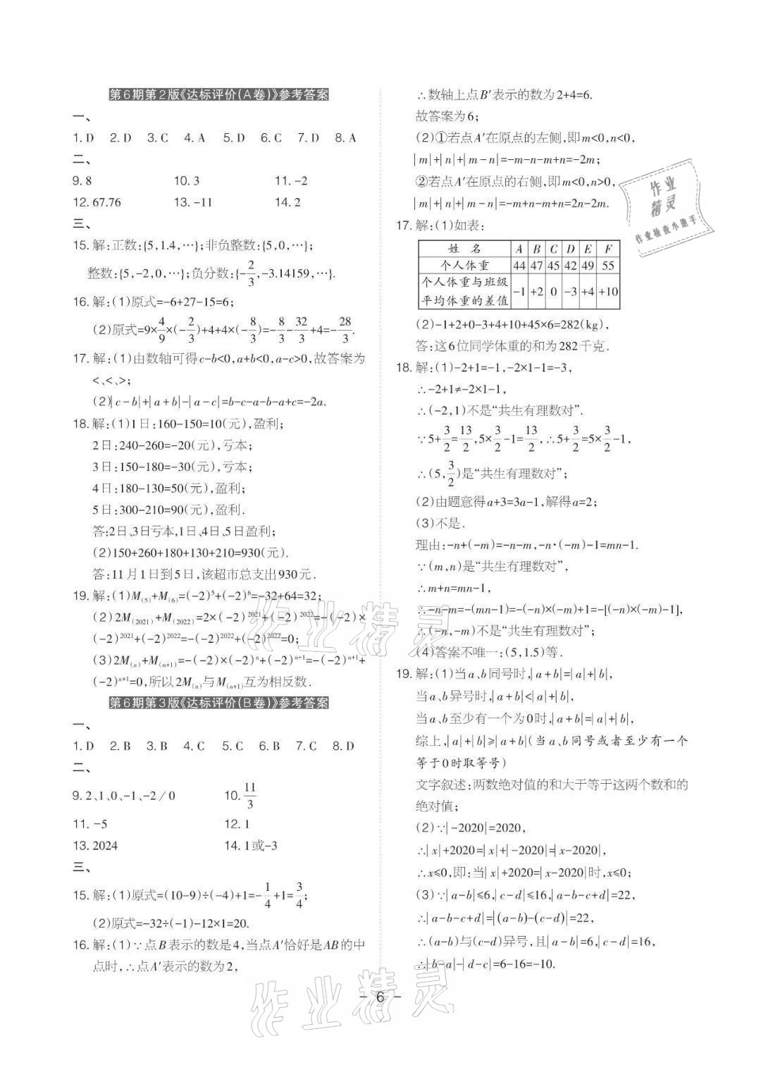 2021年課程導報七年級數學上冊人教版 參考答案第6頁