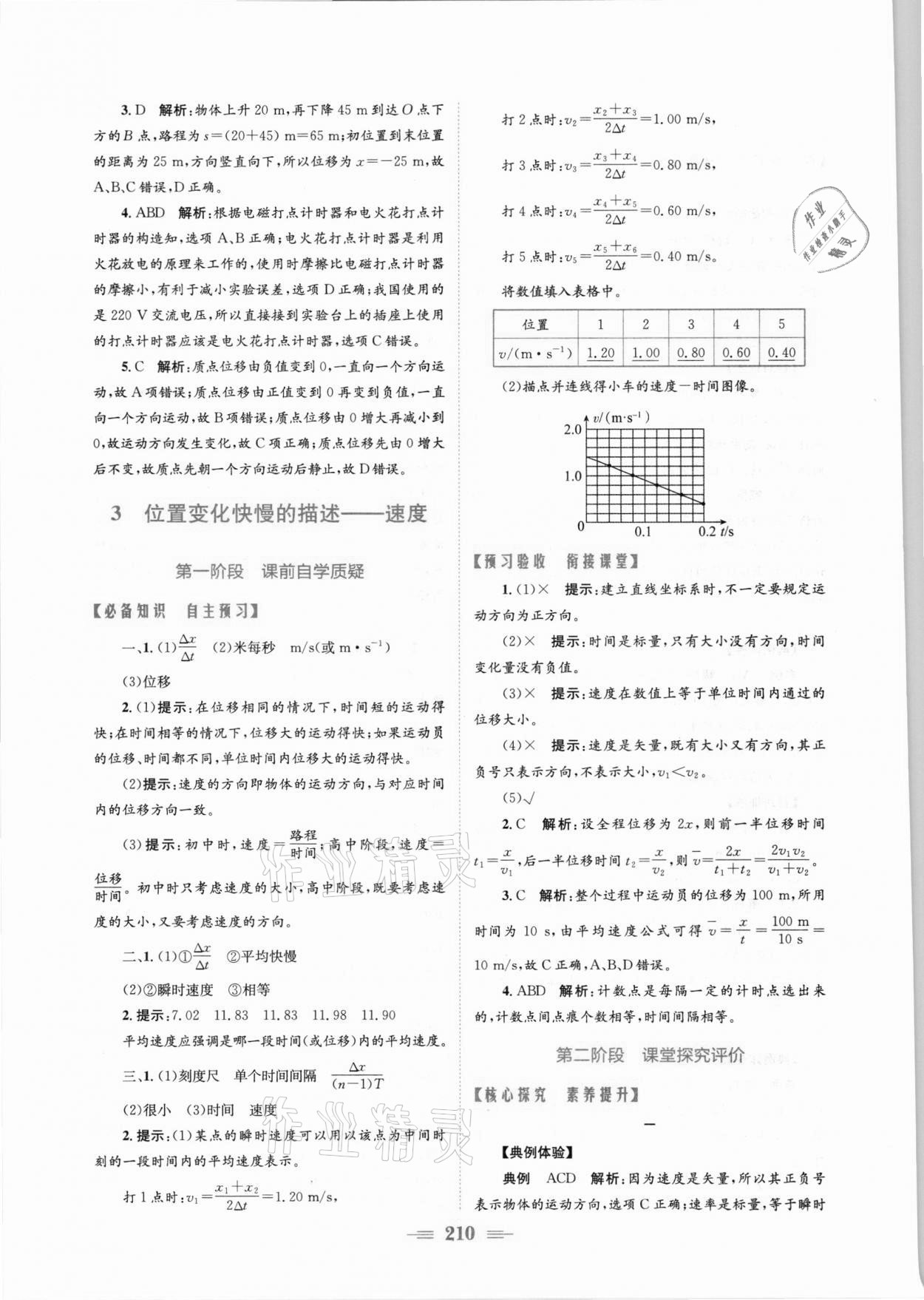 2021年新编高中同步作业物理必修第一册人教版 参考答案第4页