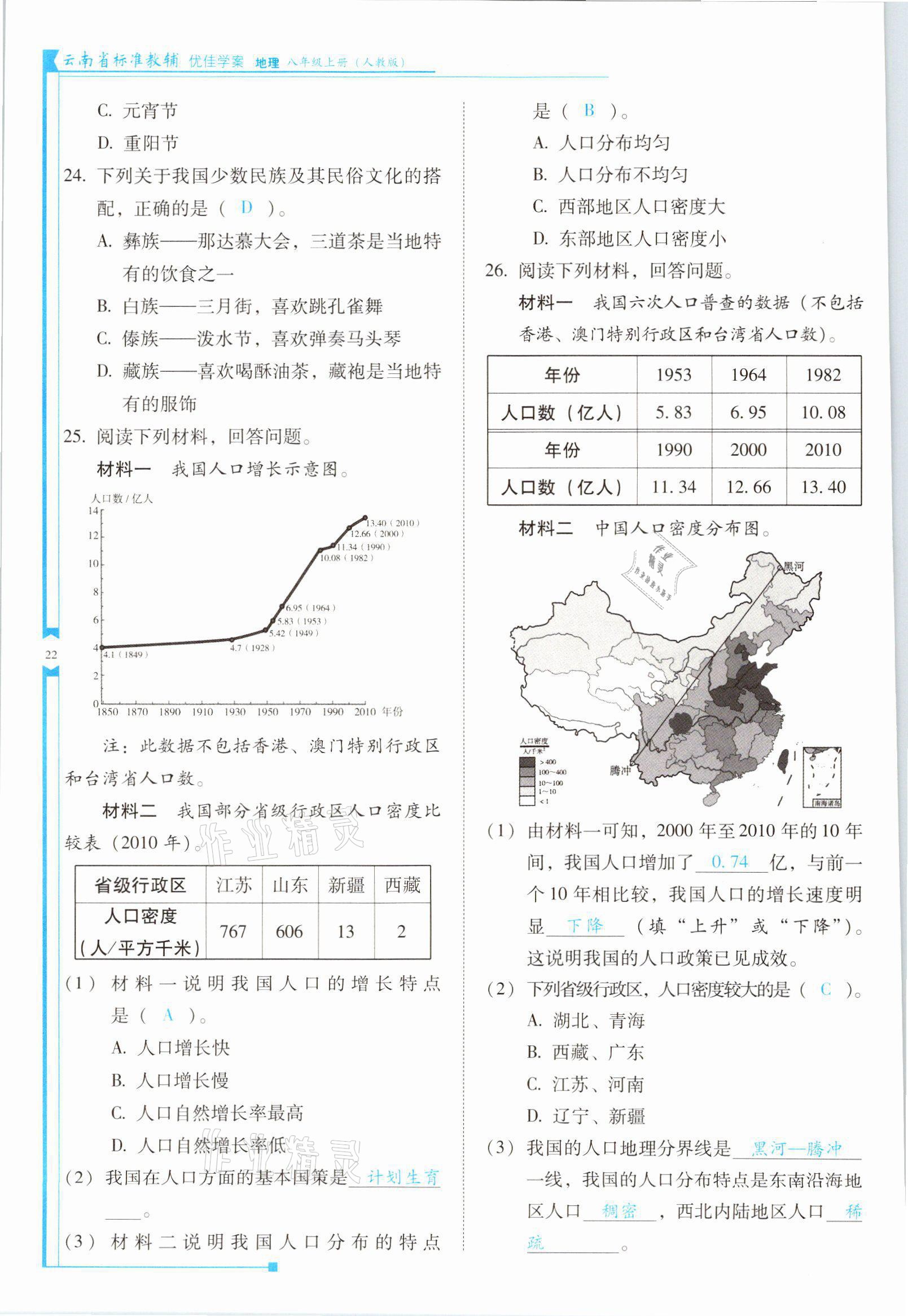 2021年云南省標(biāo)準(zhǔn)教輔優(yōu)佳學(xué)案八年級地理上冊人教版 參考答案第22頁